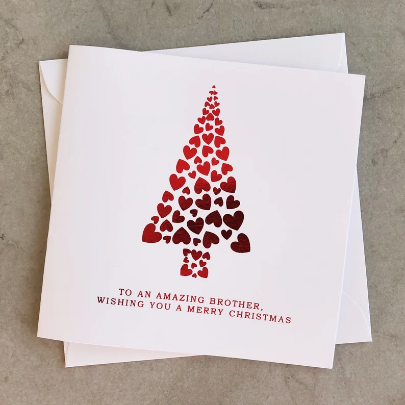 Tree Brother Christmas Card - Red Foil