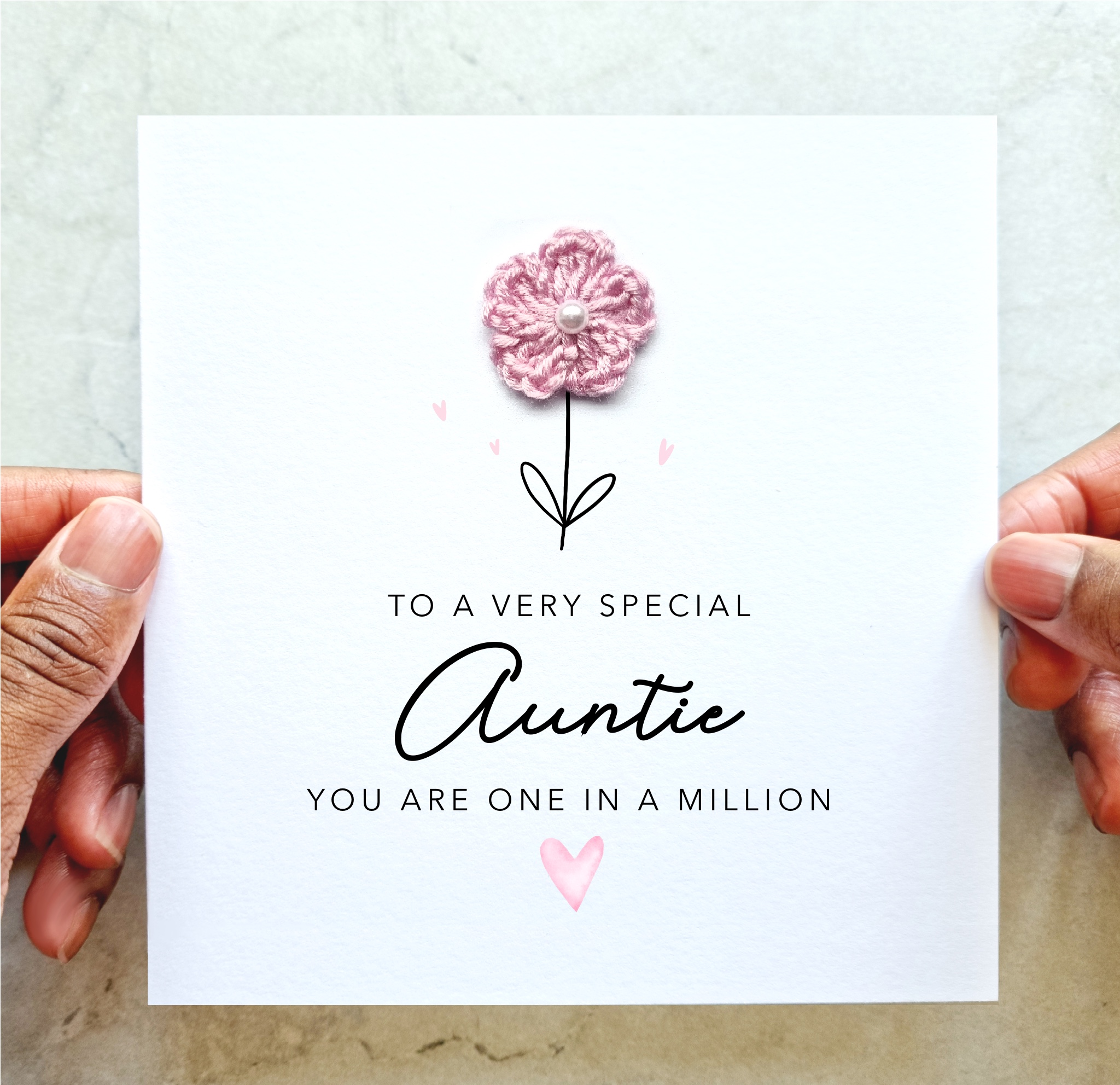 Auntie Birthday Card - Crochet Flower