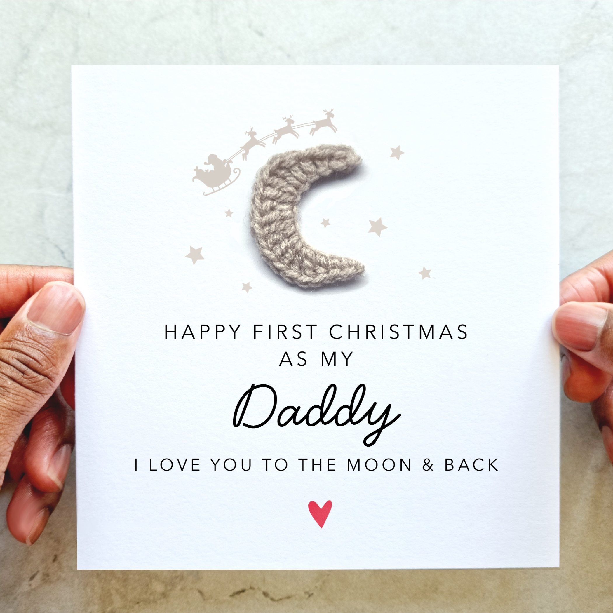 Daddy 1st Christmas Card - Crochet Moon