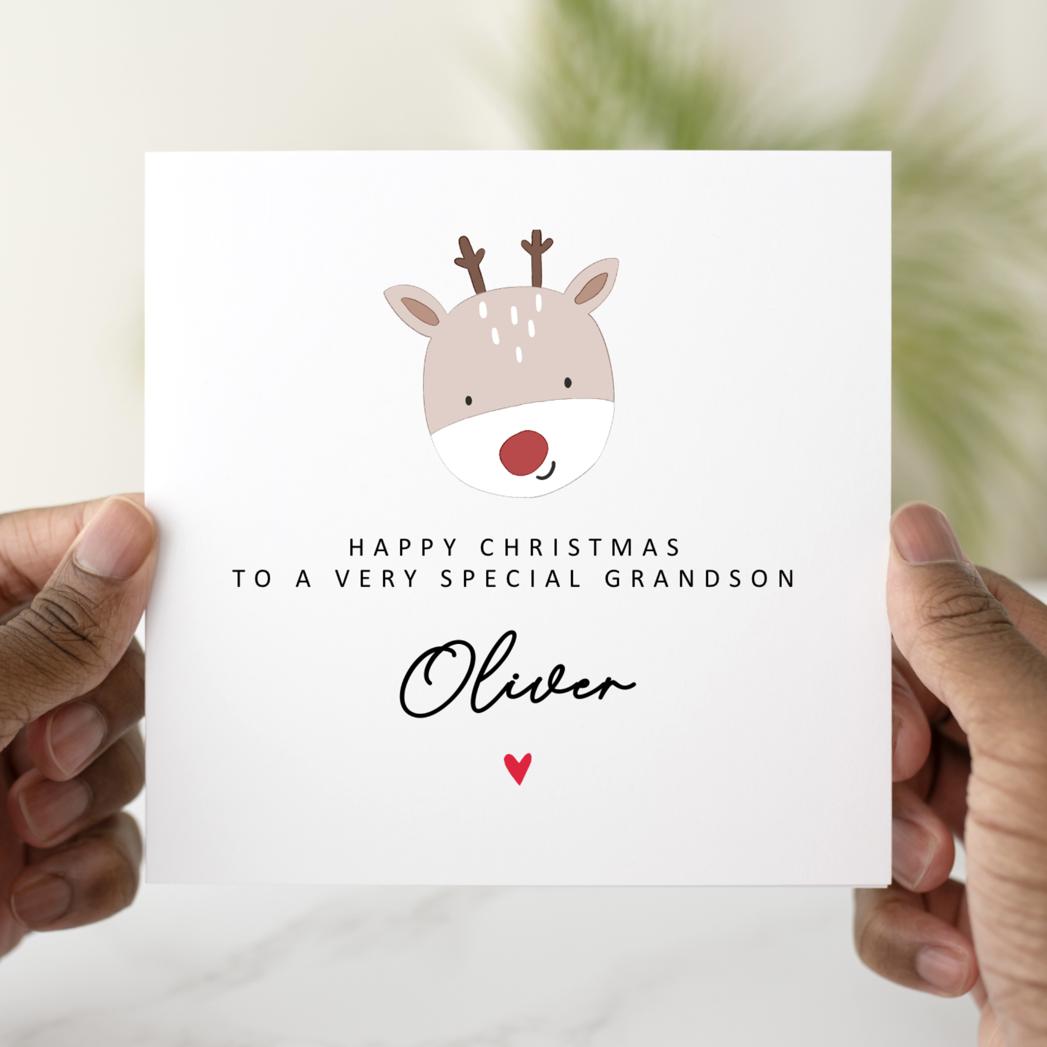 Personalised Grandson Christmas Card - Reindeer