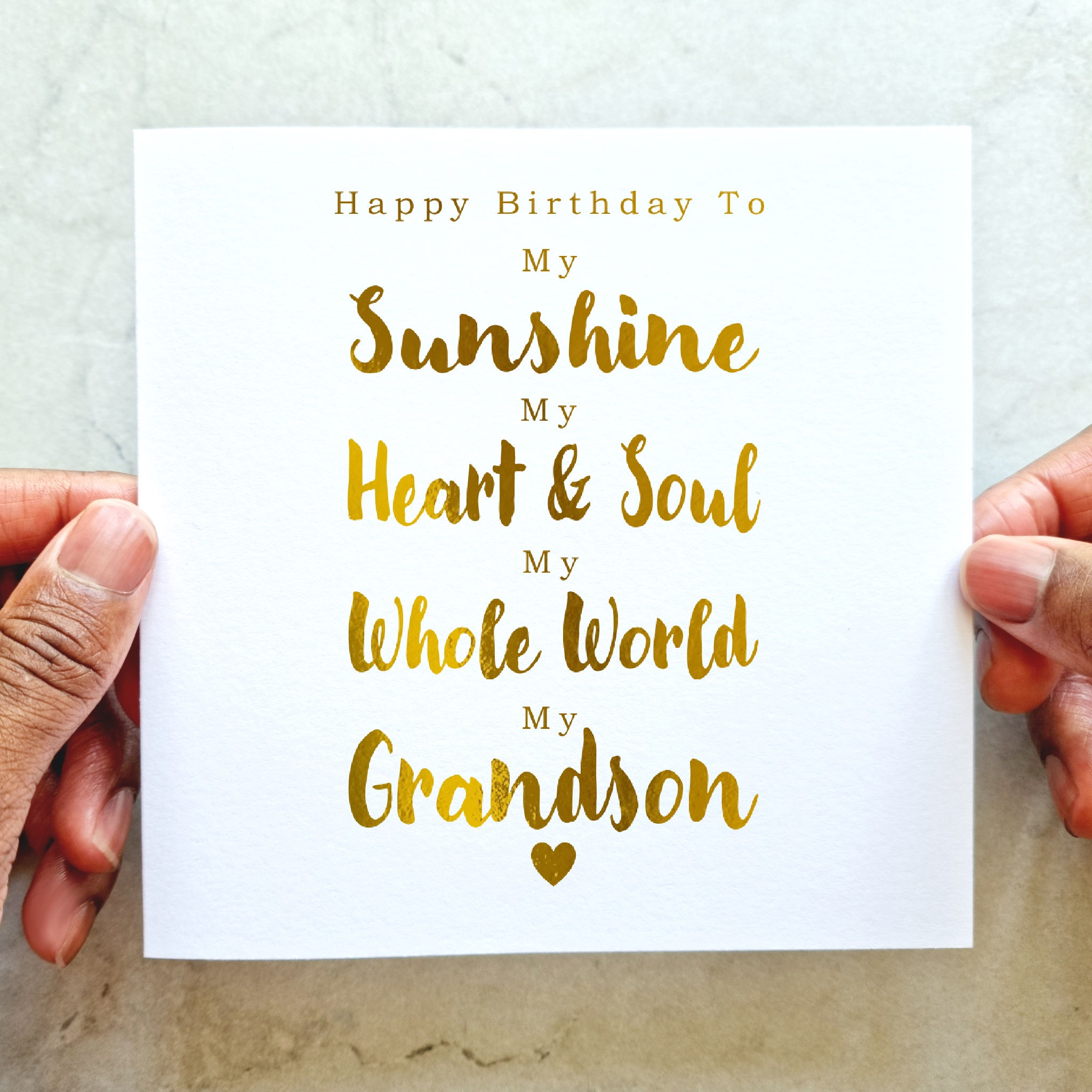 Grandson Birthday Card - Gold Foil