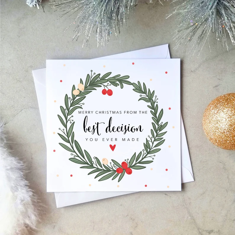 Funny Romantic Christmas Card - Wreath