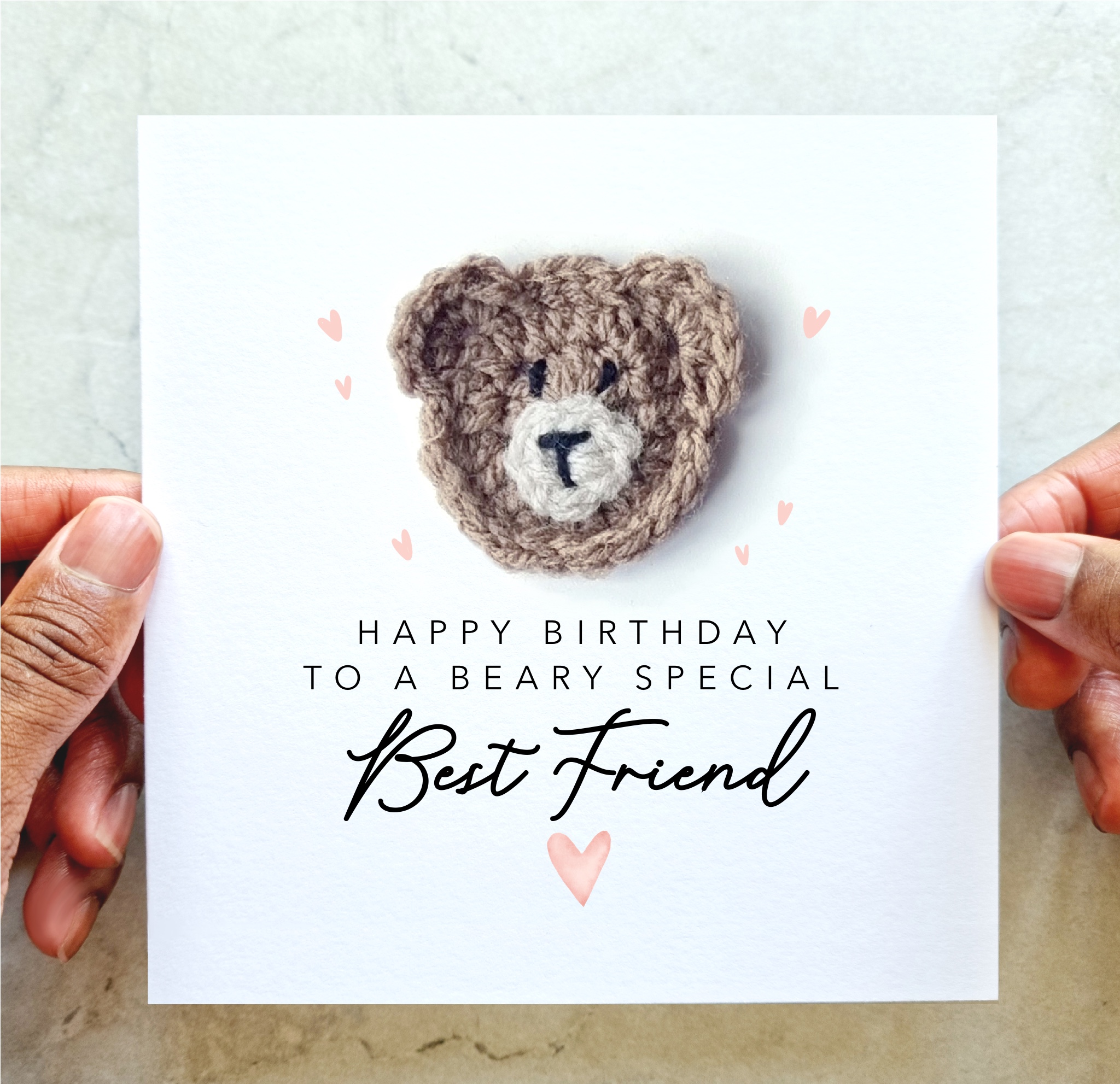 Best Friend Birthday Card - Beary - Crochet Bear