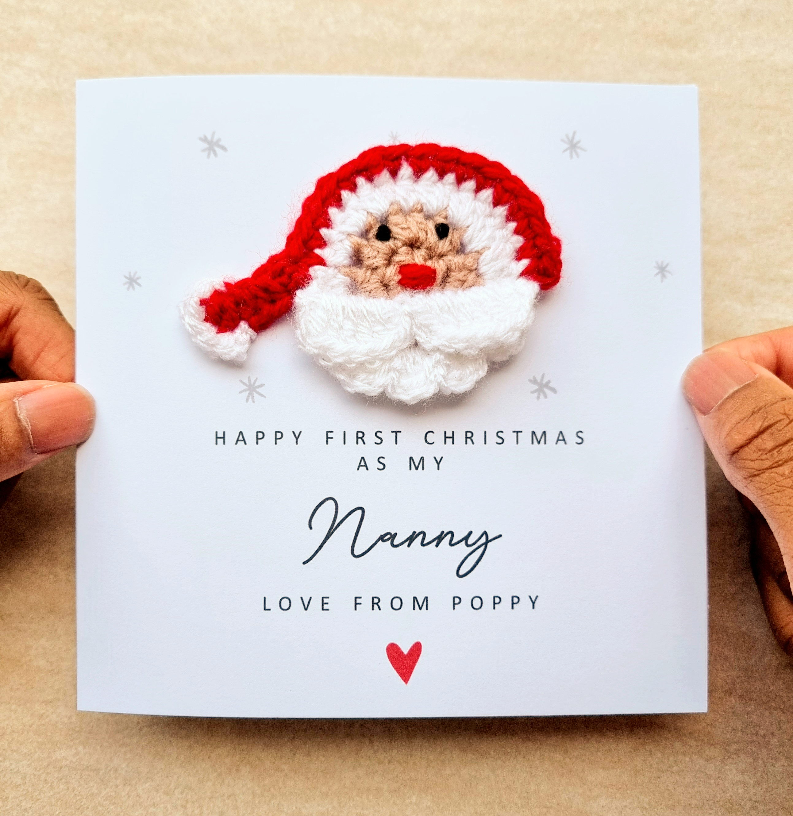 Personalised Nanny 1st Christmas Card - Crochet Santa