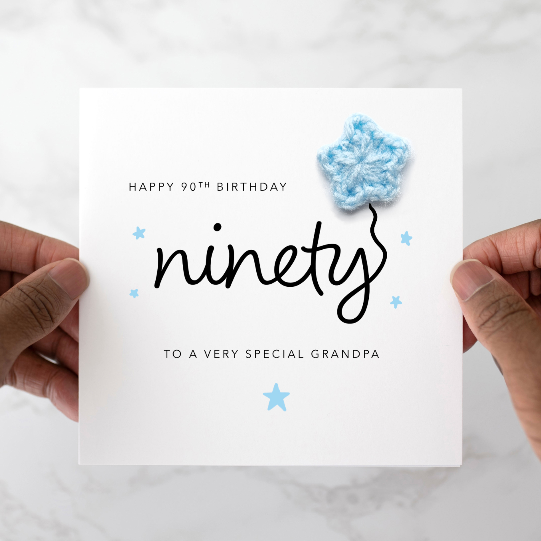 Grandad 90th Birthday Card - Crochet Star
