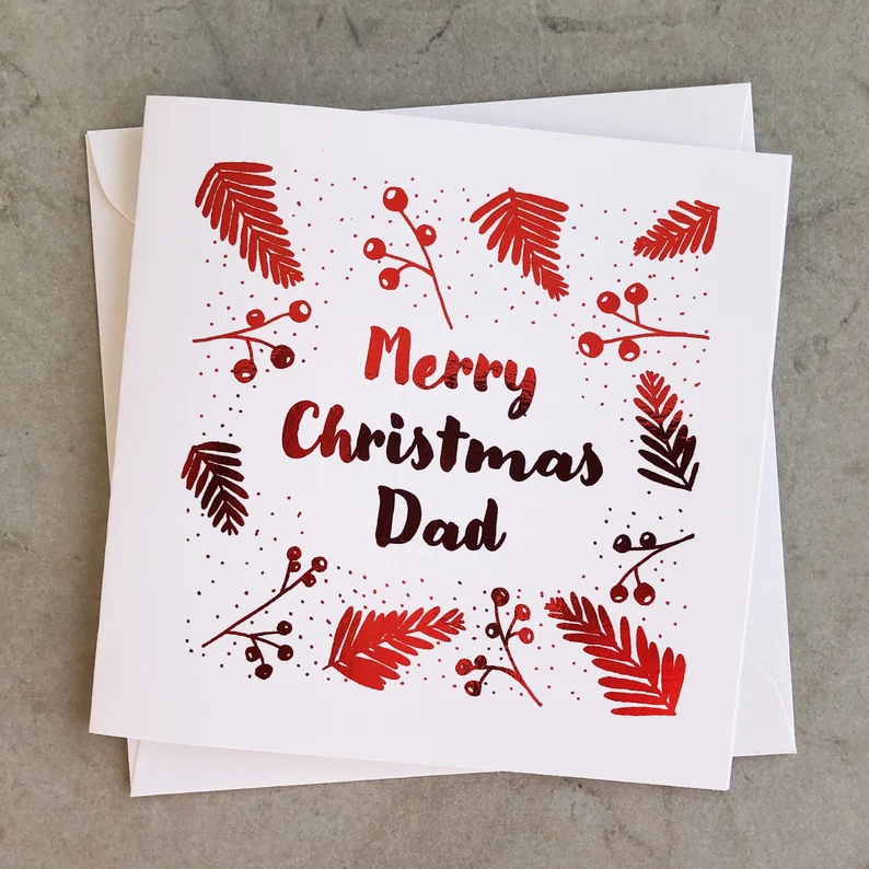 Festive Dad Christmas Card - Red Foil