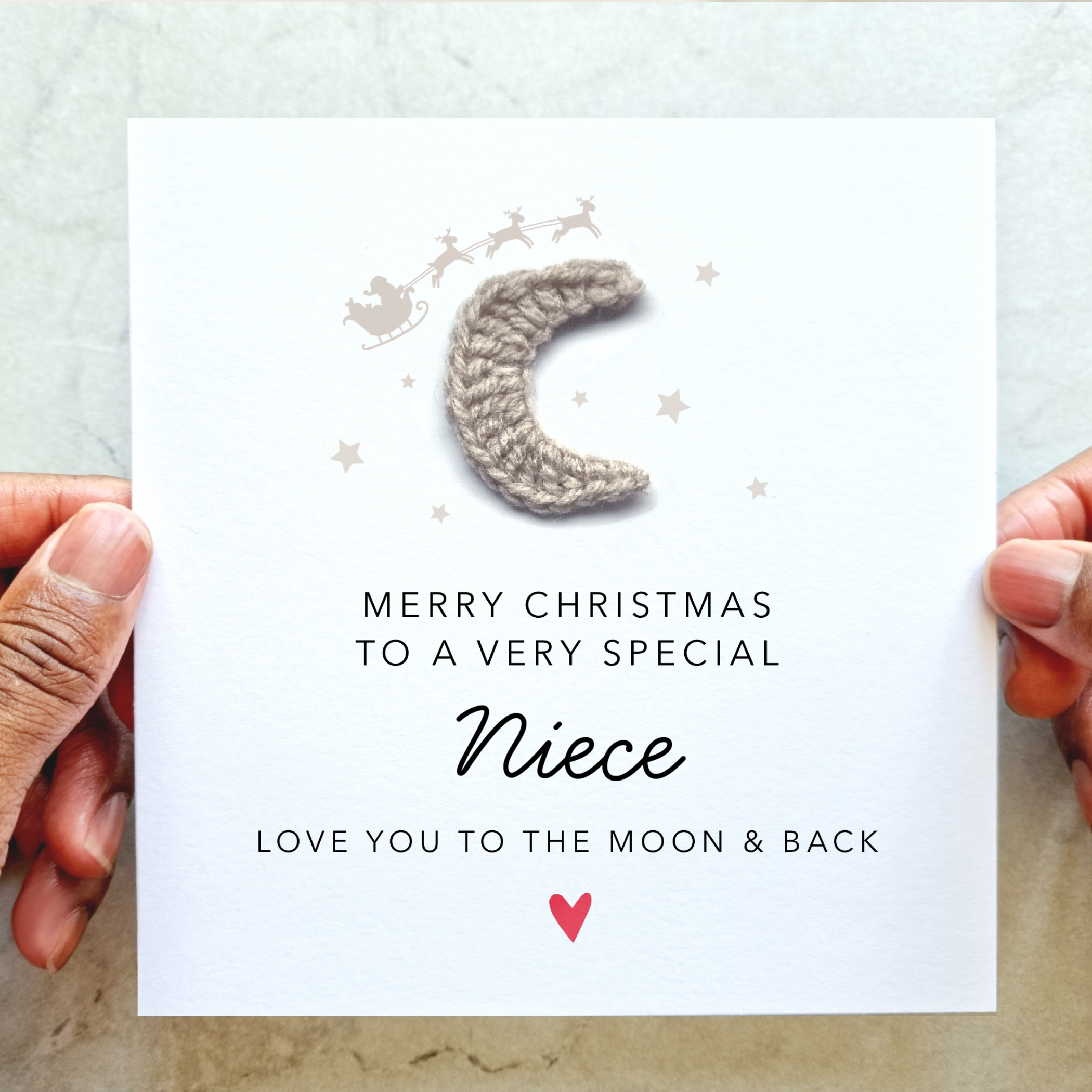 Niece Christmas Card - Crochet Moon