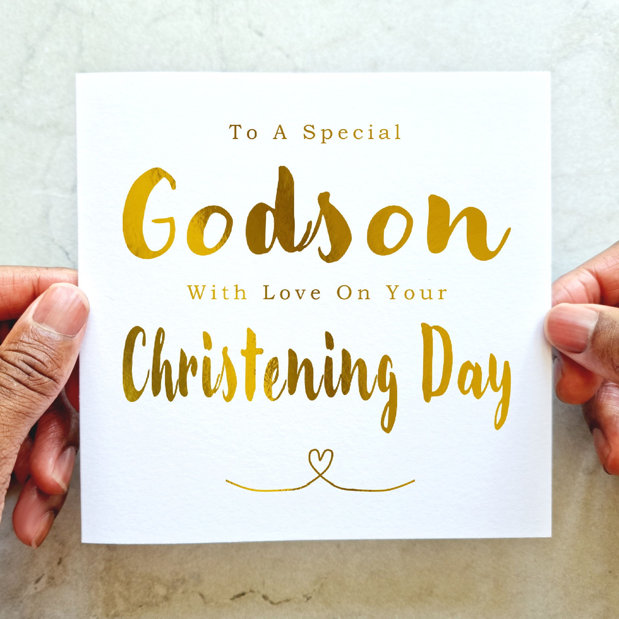 Godson Christening Card - Gold Foil