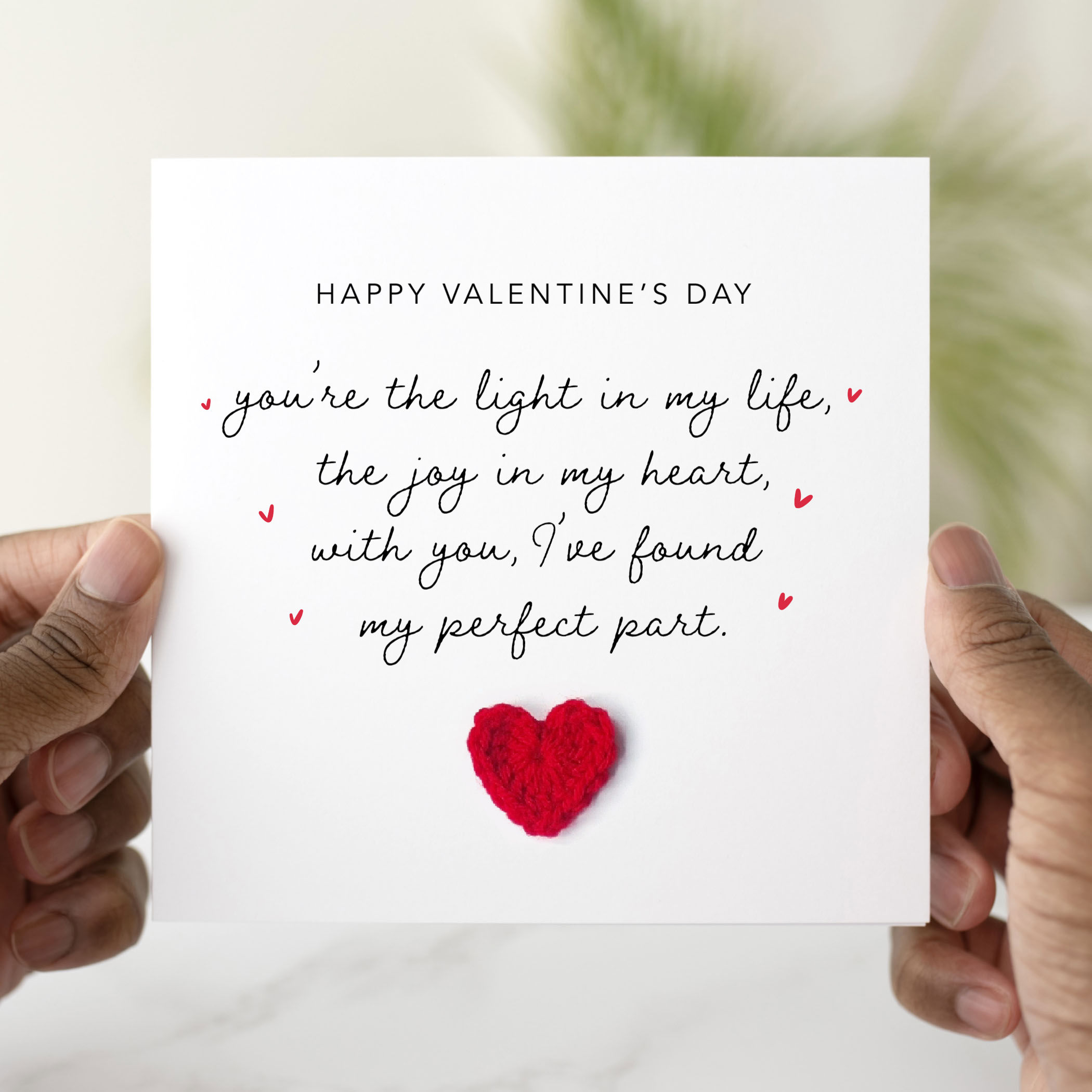You're the light Valentine's Day Card - Crochet Heart