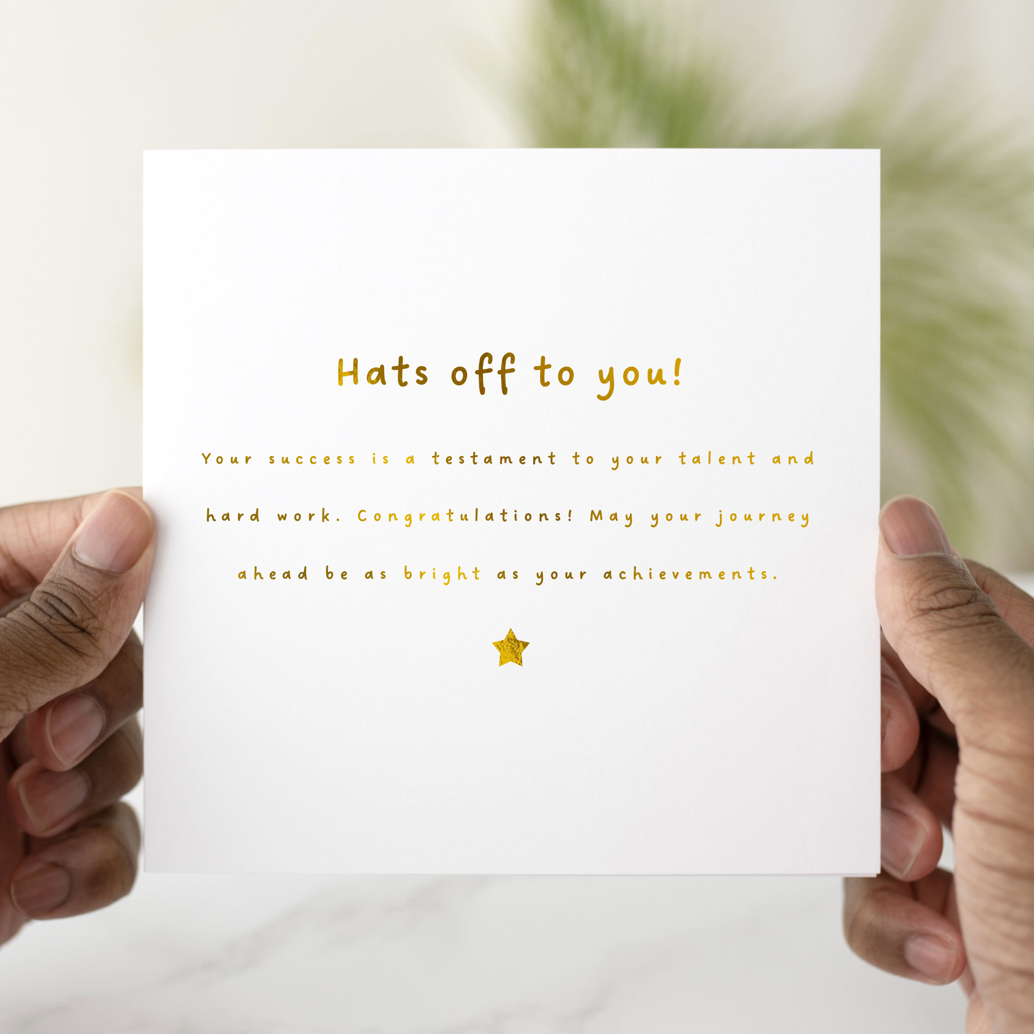 Congratulations Card - Hats Off - Gold Foil