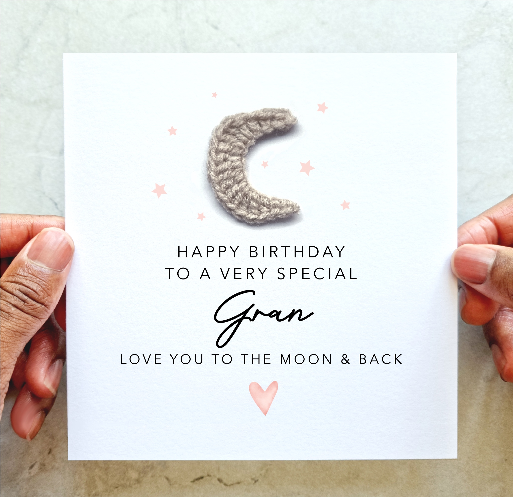 Gran Birthday Card - Crochet Moon