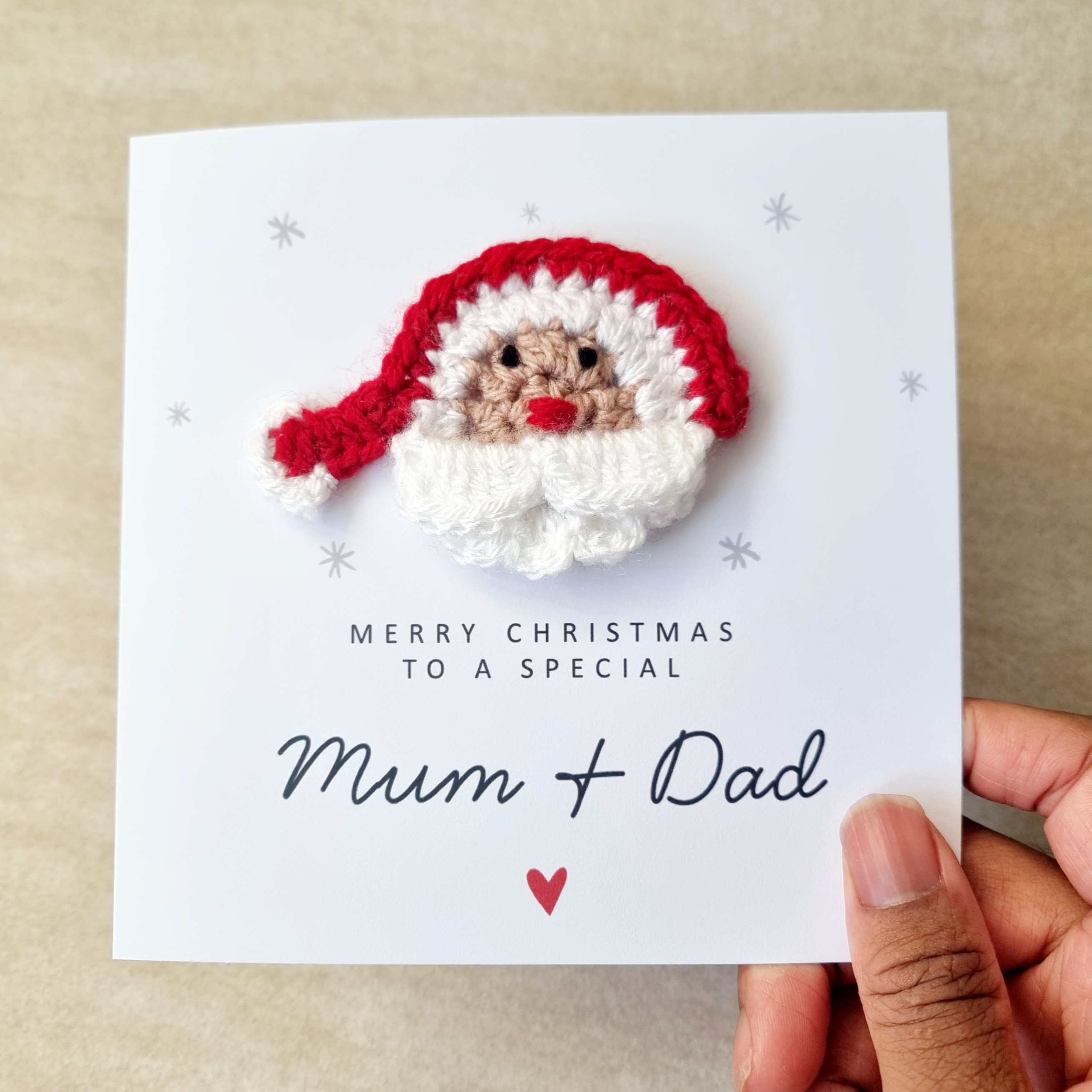 Mum And Dad Christmas Card - Crochet Santa
