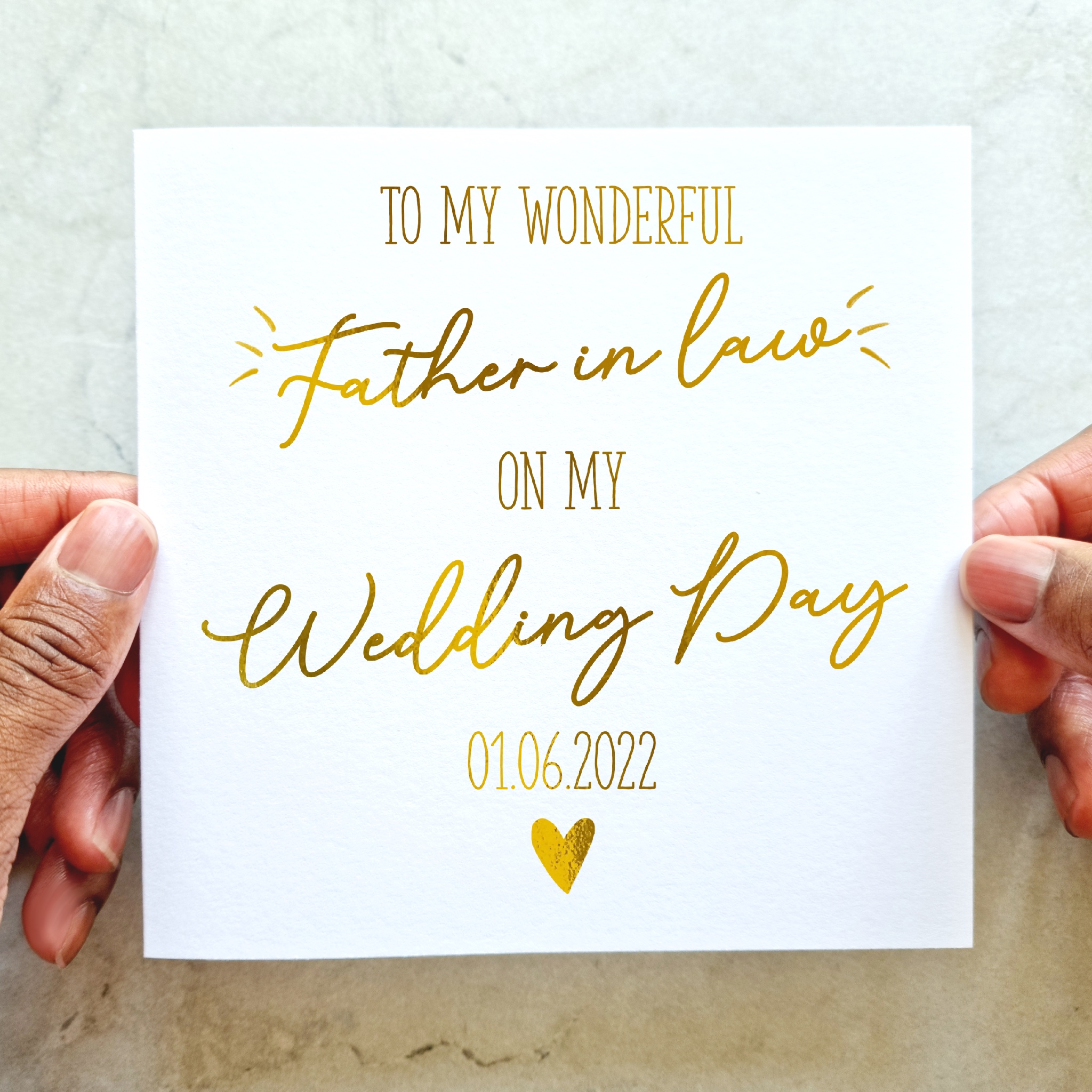 Father-In-Law Wedding Card - On My Wedding - Gold Foil