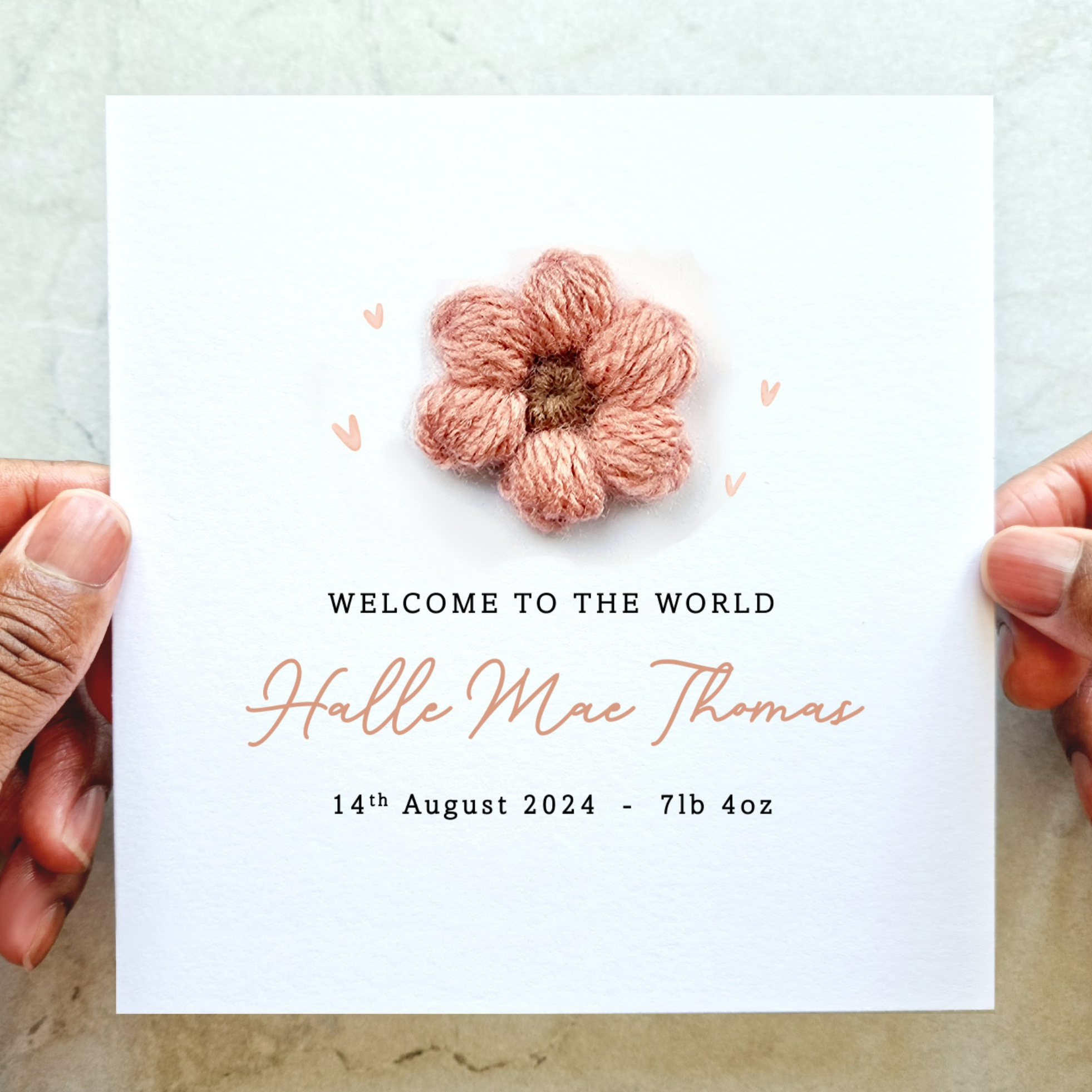 New Baby Card - Crochet Flower