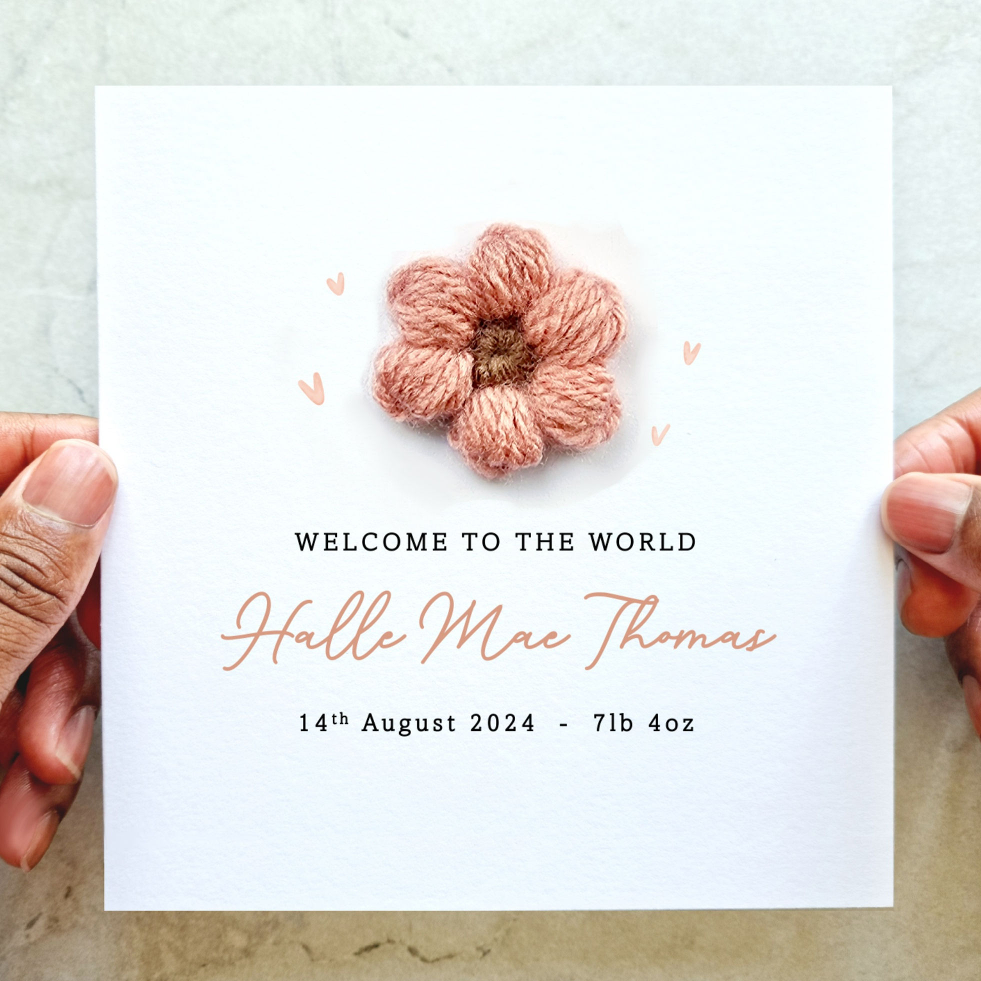 New Baby Card - Crochet Flower