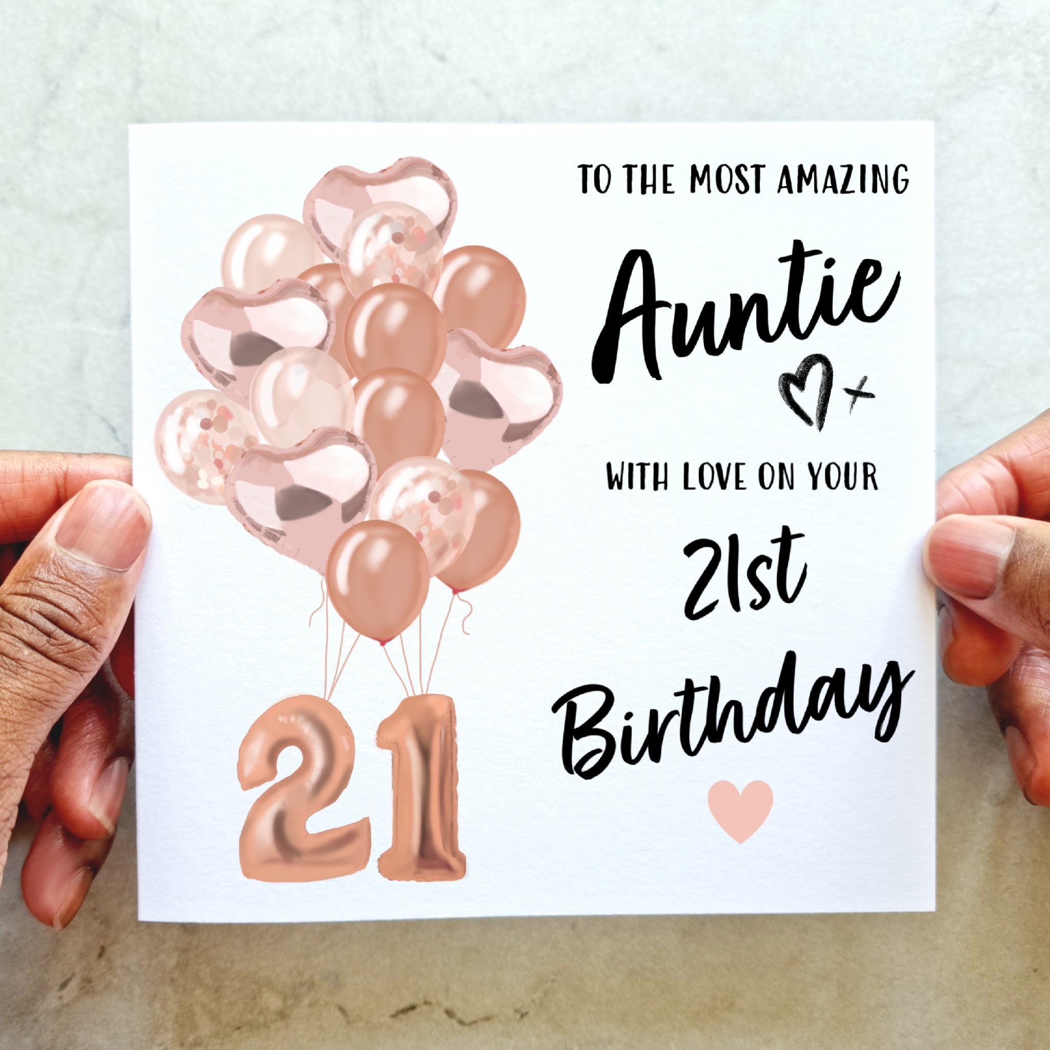 Auntie 21st Birthday Card - Balloons