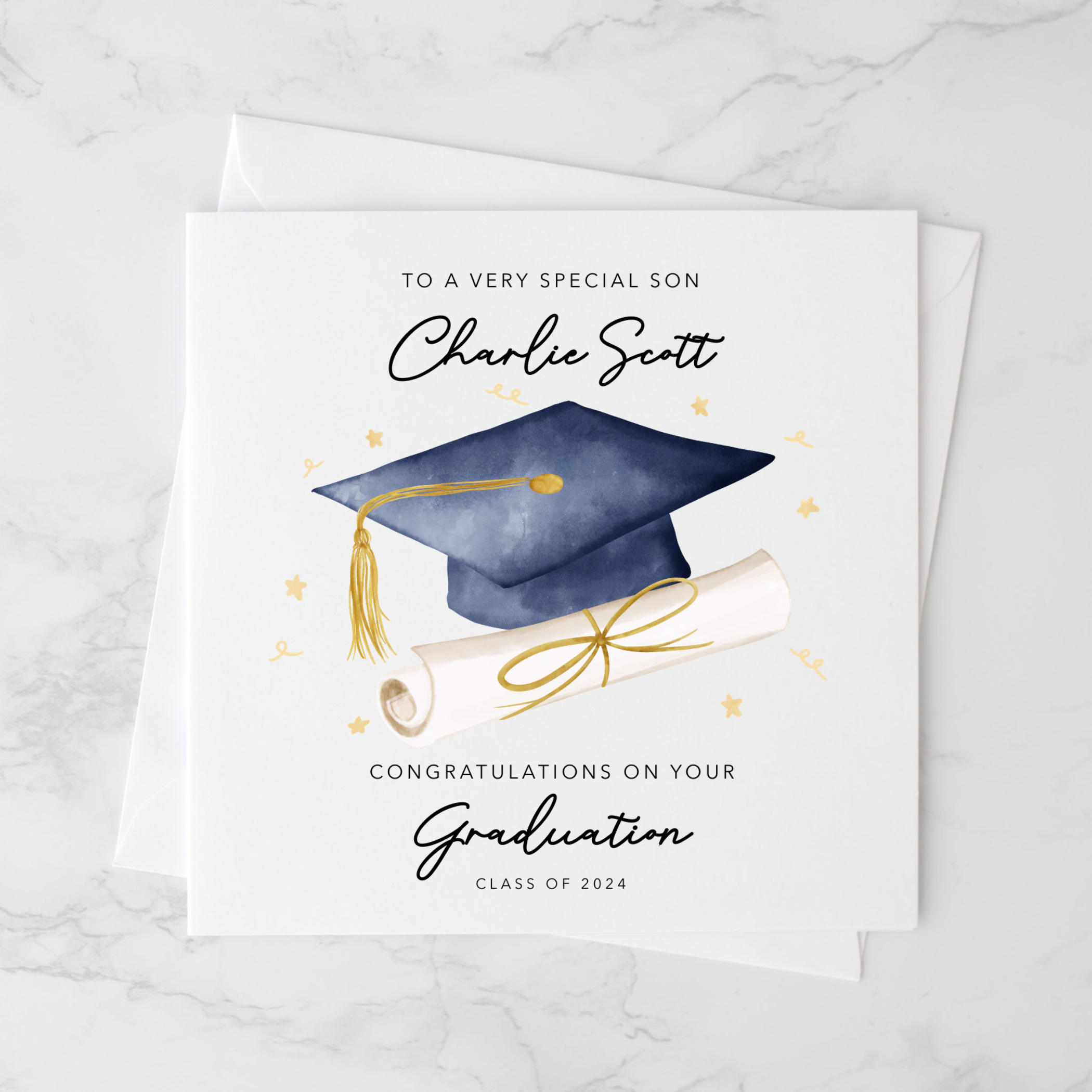 Personalised Son Graduation Card - Hat