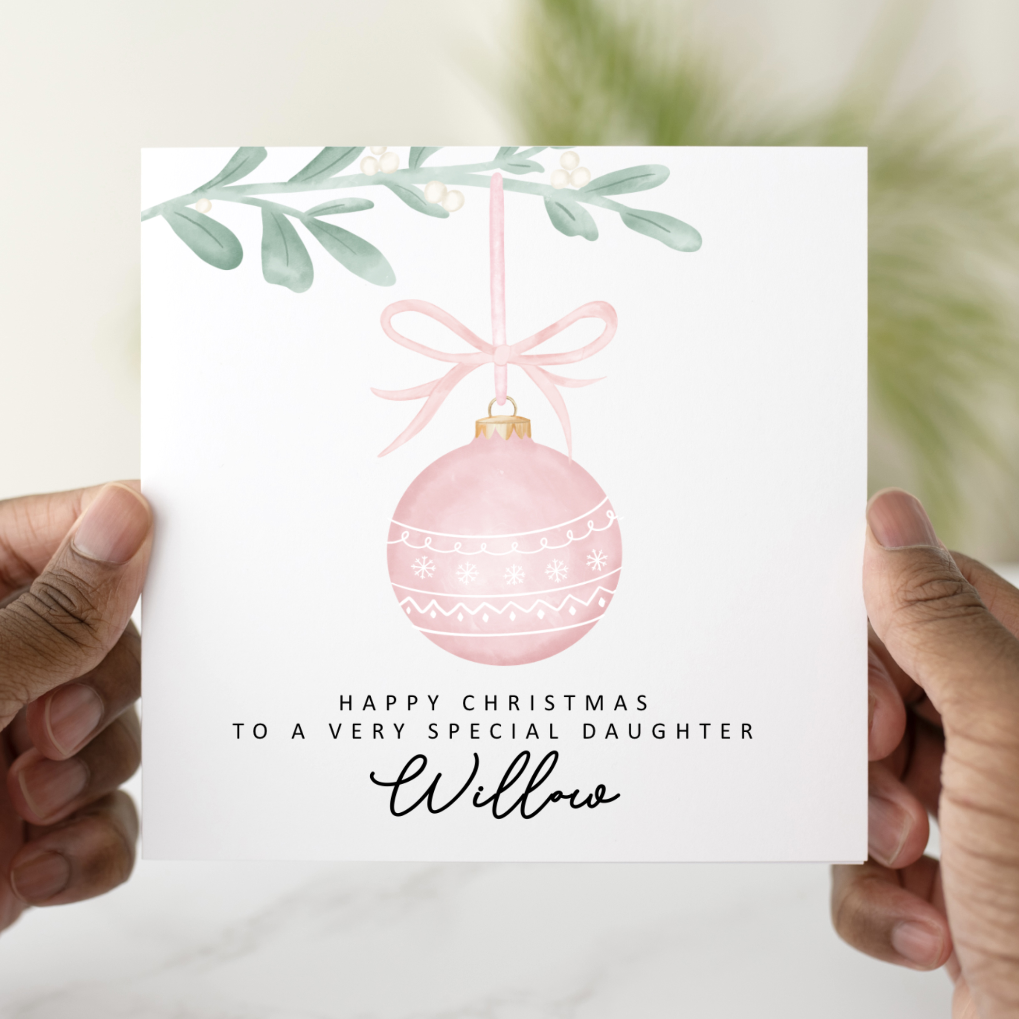 Personalised Daughter Christmas Card - Bauble