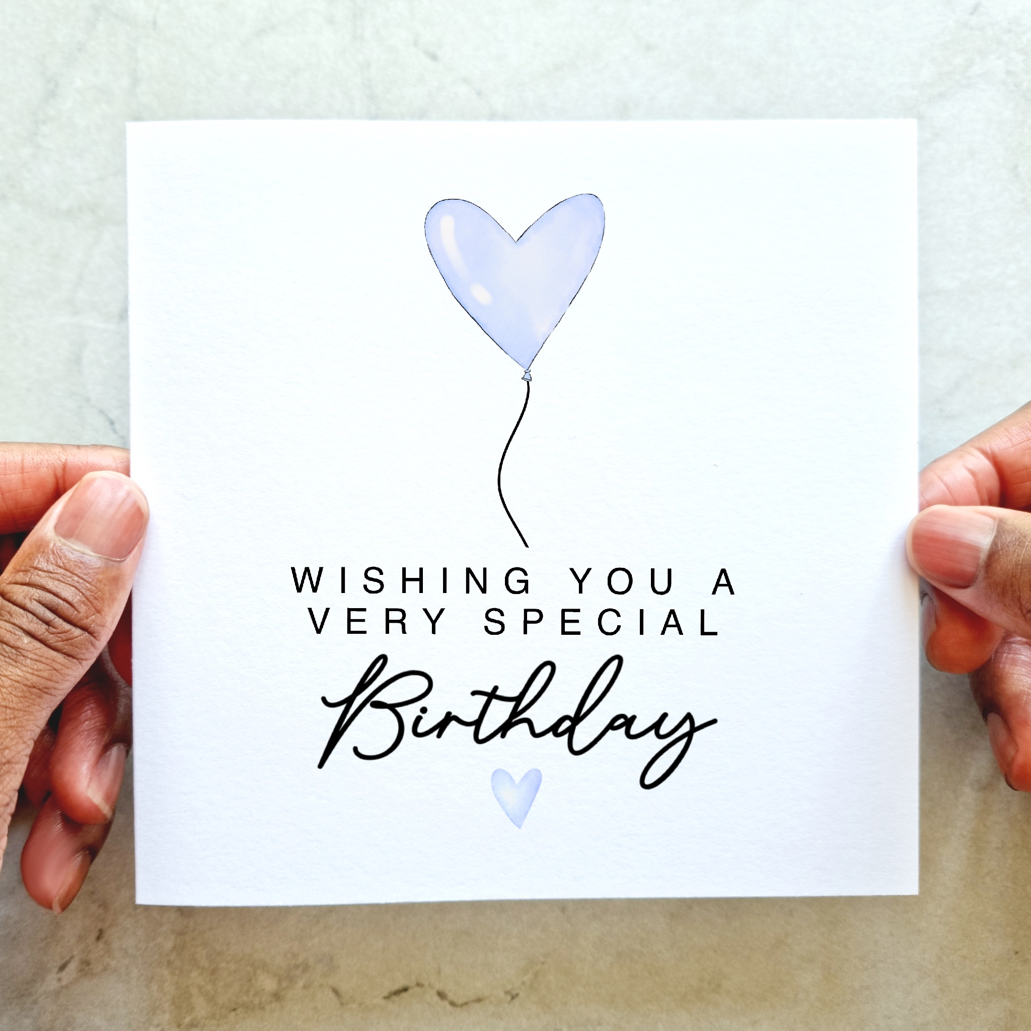 Birthday Card - Blue Heart Balloon