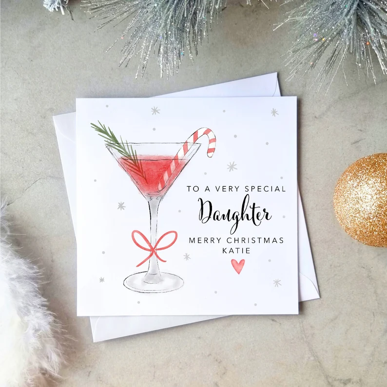 Personalised Daughter Christmas Card - Cocktail