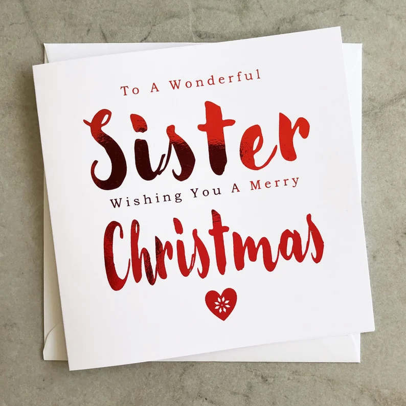 Sister Christmas Card - Red Foil