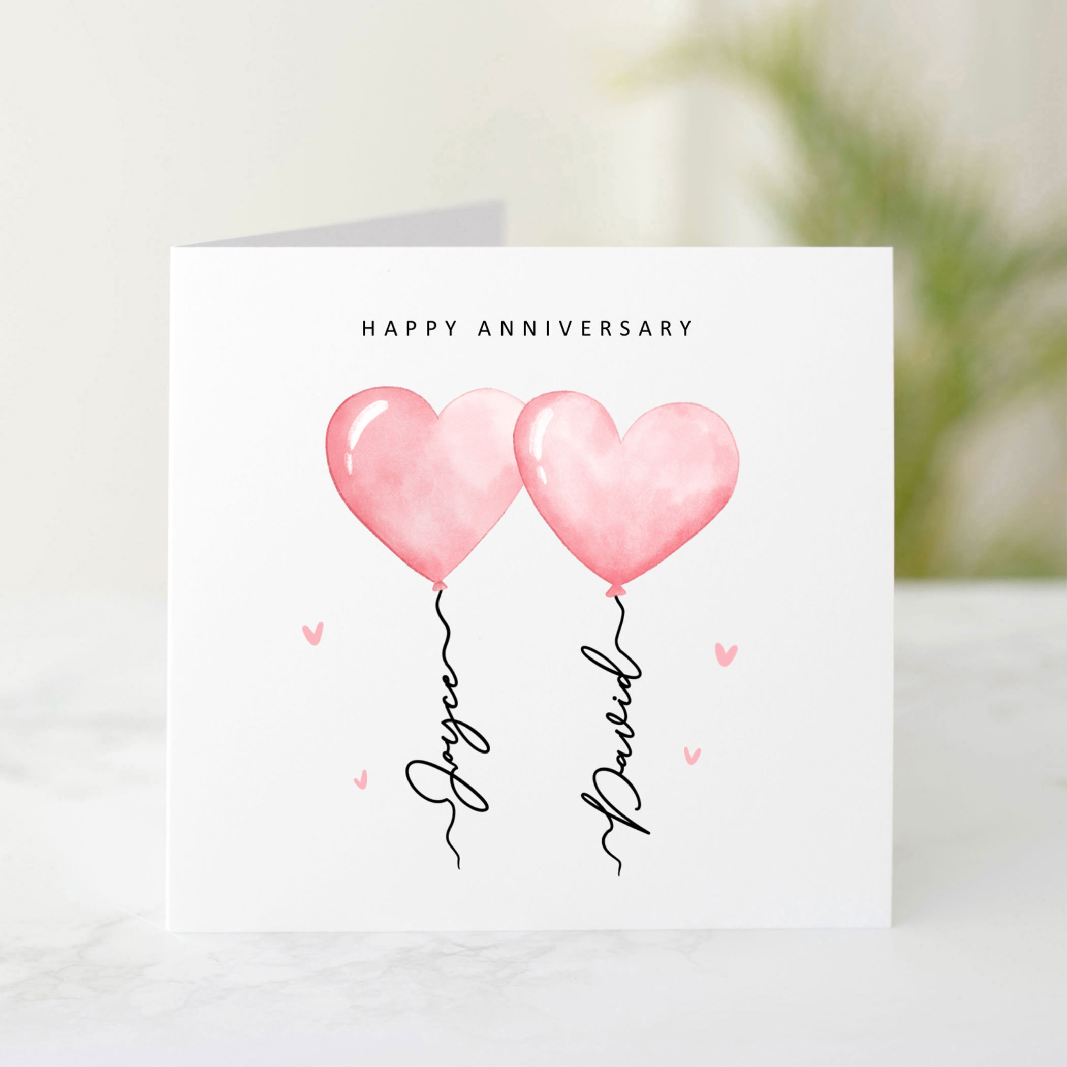 Personalised Two Balloons Anniversary Card
