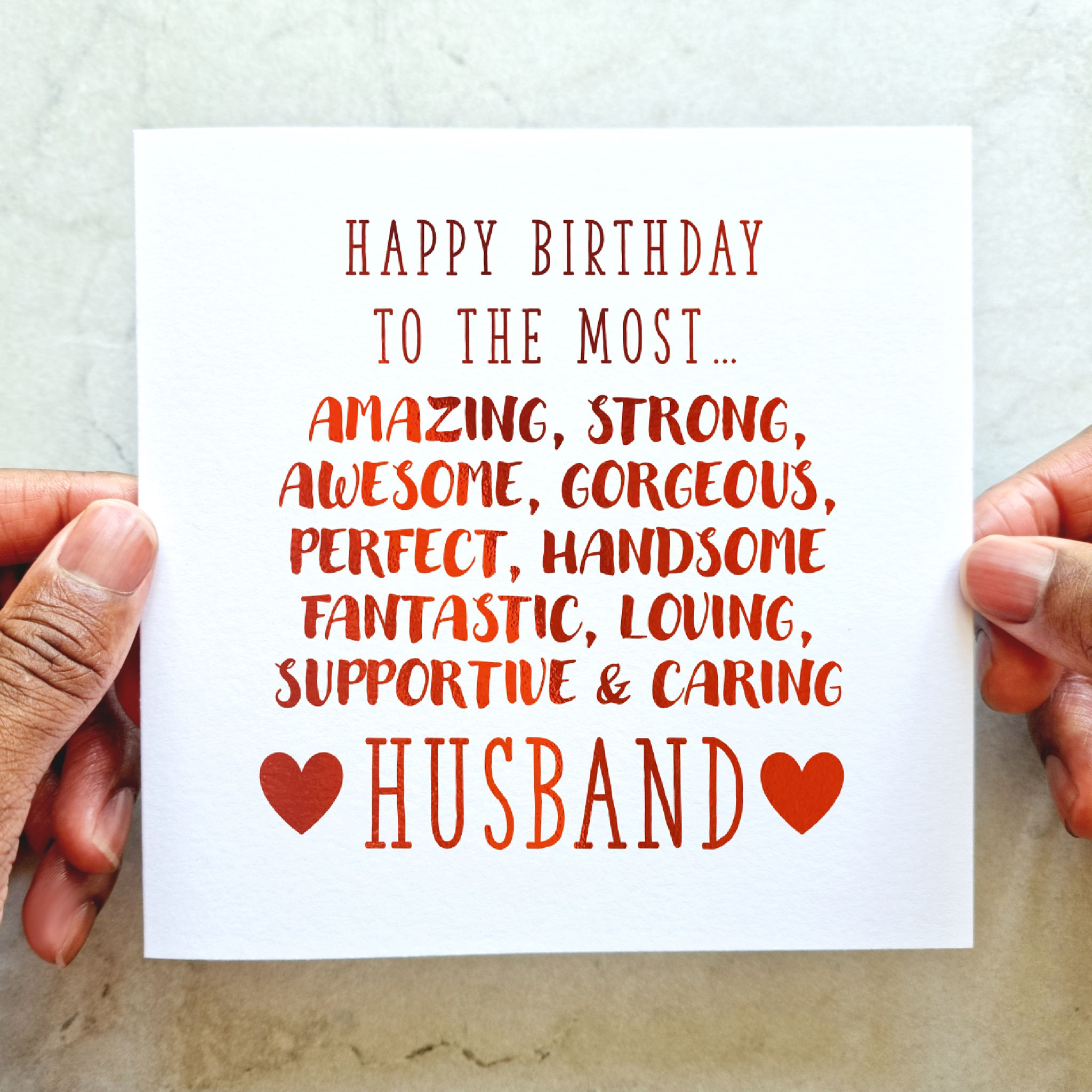 Husband Birthday Card - Complements - Red Foil