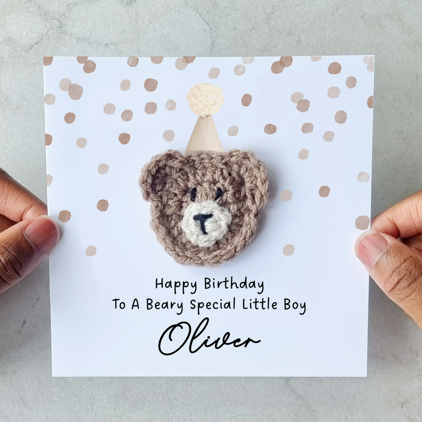 Little Boy Birthday Card - Crochet Bear