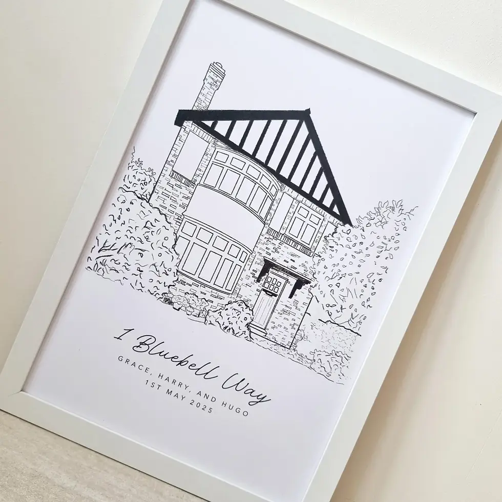 Thumbnail: New Home Illustration Print – Custom House Portrait from Photo