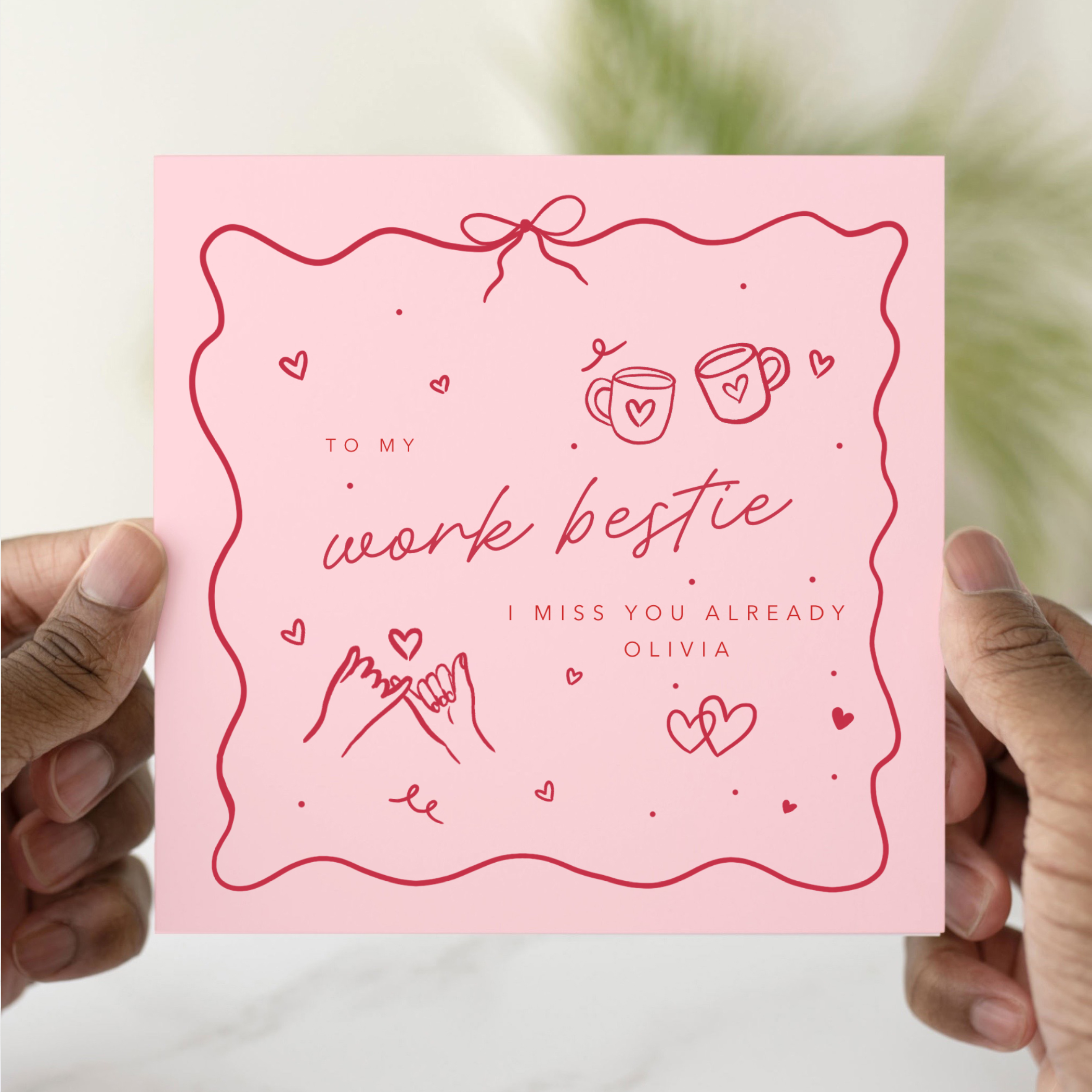 Personalised Pink Work Bestie New Job Card