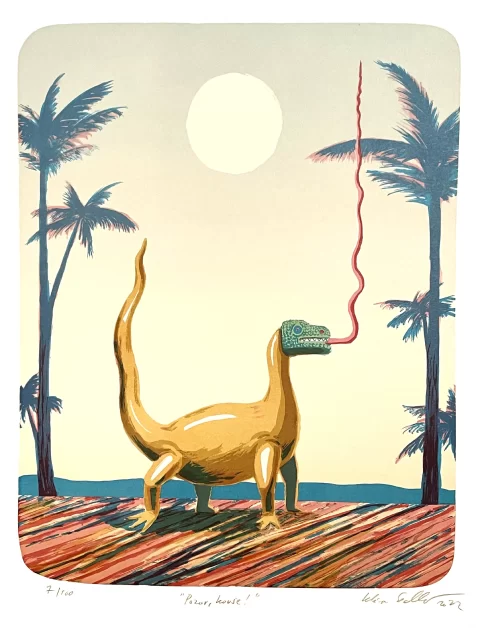 Klára Sedlo; Litografie; Grafika; Dinosaurus 