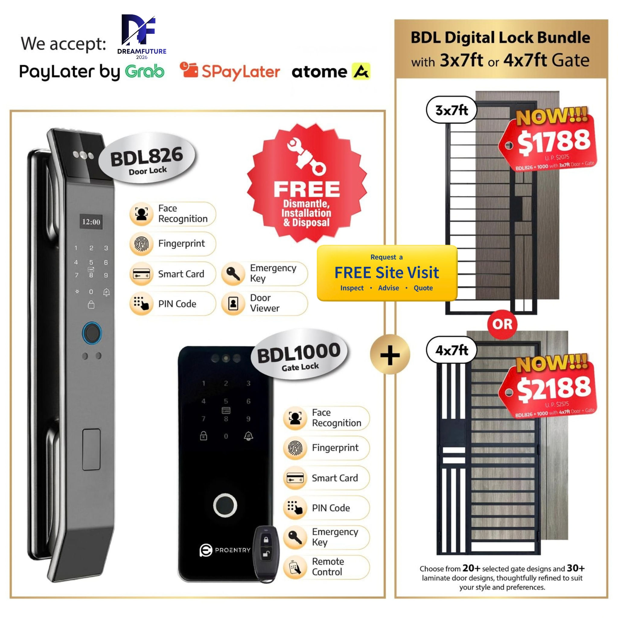 BDL826+BDL1000 Digital Lock Bundle With Gate & Door