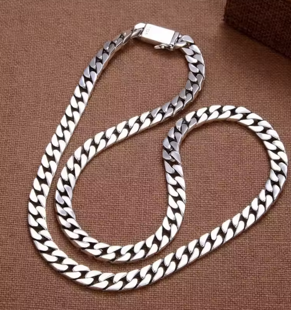 Thumbnail: 925 Silver Chains Original Certified Cuban Chain Authentic 925 Solid Silver Neck