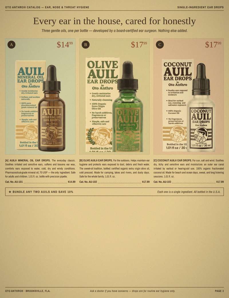 Page 3 of the printed Oto Anthro catalog