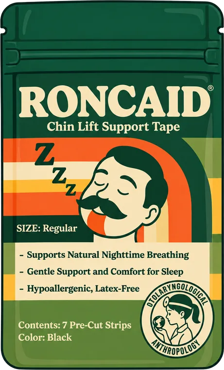 Cartoon illustration of a Roncaid tape package