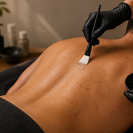 Clarifying Back Treatment is a results-focused treatment designed to improve congestion, breakouts, rough texture, and difficult-to-reach areas of the back. This service combines deep cleansing, exfoliation, targeted extractions, a professional clarifying peel, a hydrating recovery mask, and red light therapy to support clearer, smoother-looking skin. Ideal for clients experiencing back acne, clogged pores, post-breakout discoloration, or uneven skin texture, especially during the warmer months when more skin is exposed.
Treatment includes approximately 10–15 minutes of targeted extractions as indicated by the skin's condition. Clients with significant congestion may benefit from additional extraction time, available as an add-on.



