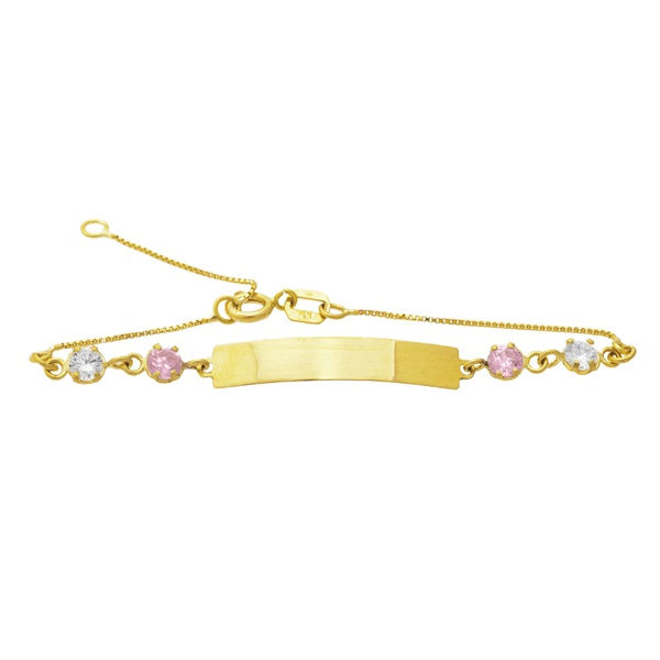 Pulseira Infantil de Ouro 18k Veneziana de 12,5cm com Zircônia