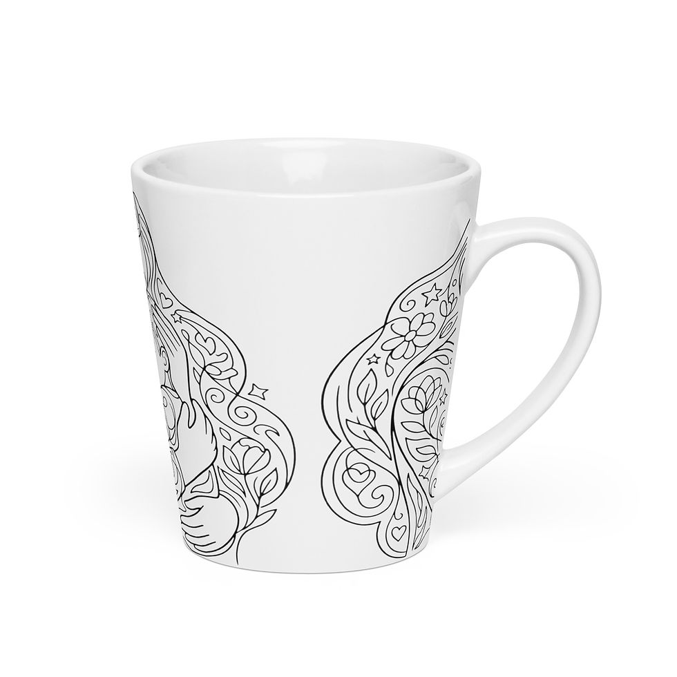 Thumbnail: Latte mug mother hugs her baby. 