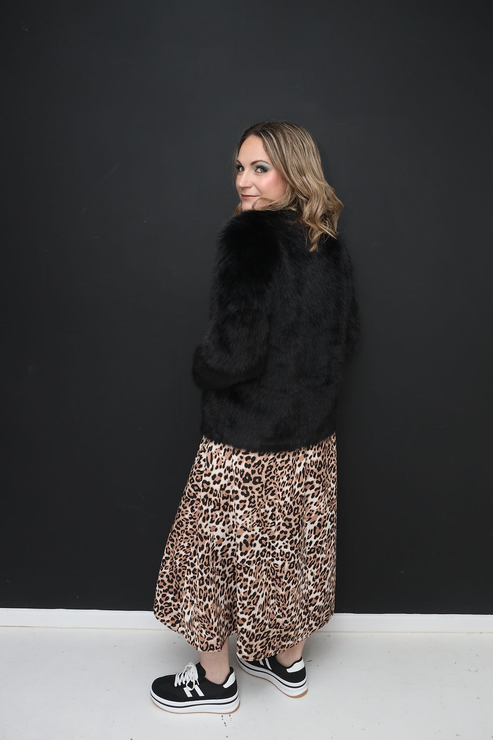 Thumbnail: Leopard Print Matt Satin Skirt
