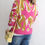 Thumbnail: PINK, CHARTREUSE PATTERN CARDI KNIT
