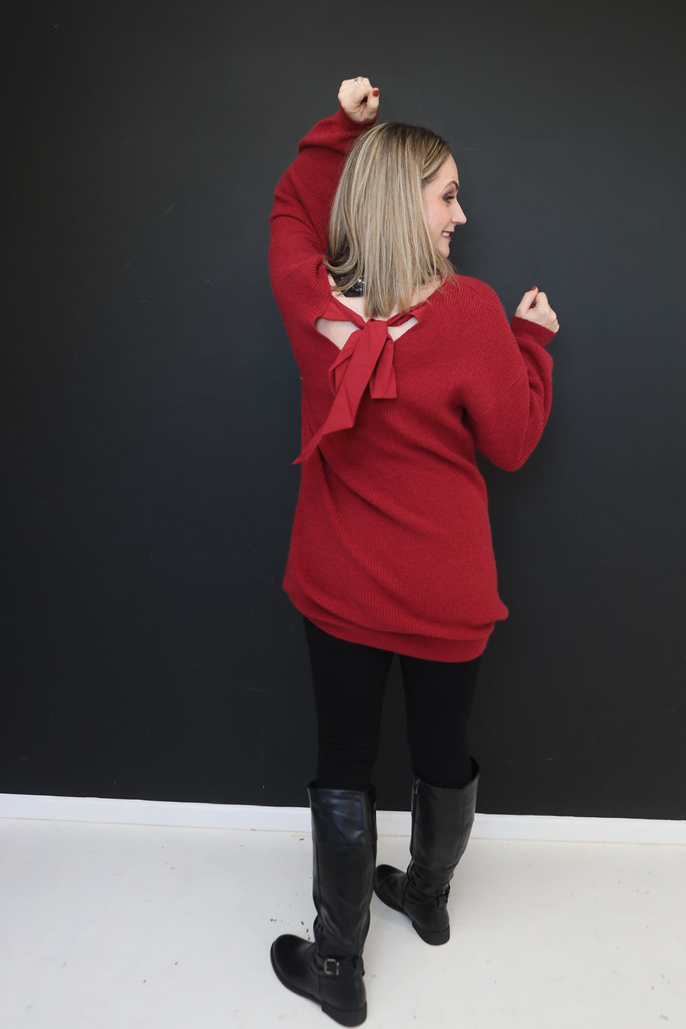 Thumbnail: Bordeaux Knit Bow Dress/Top