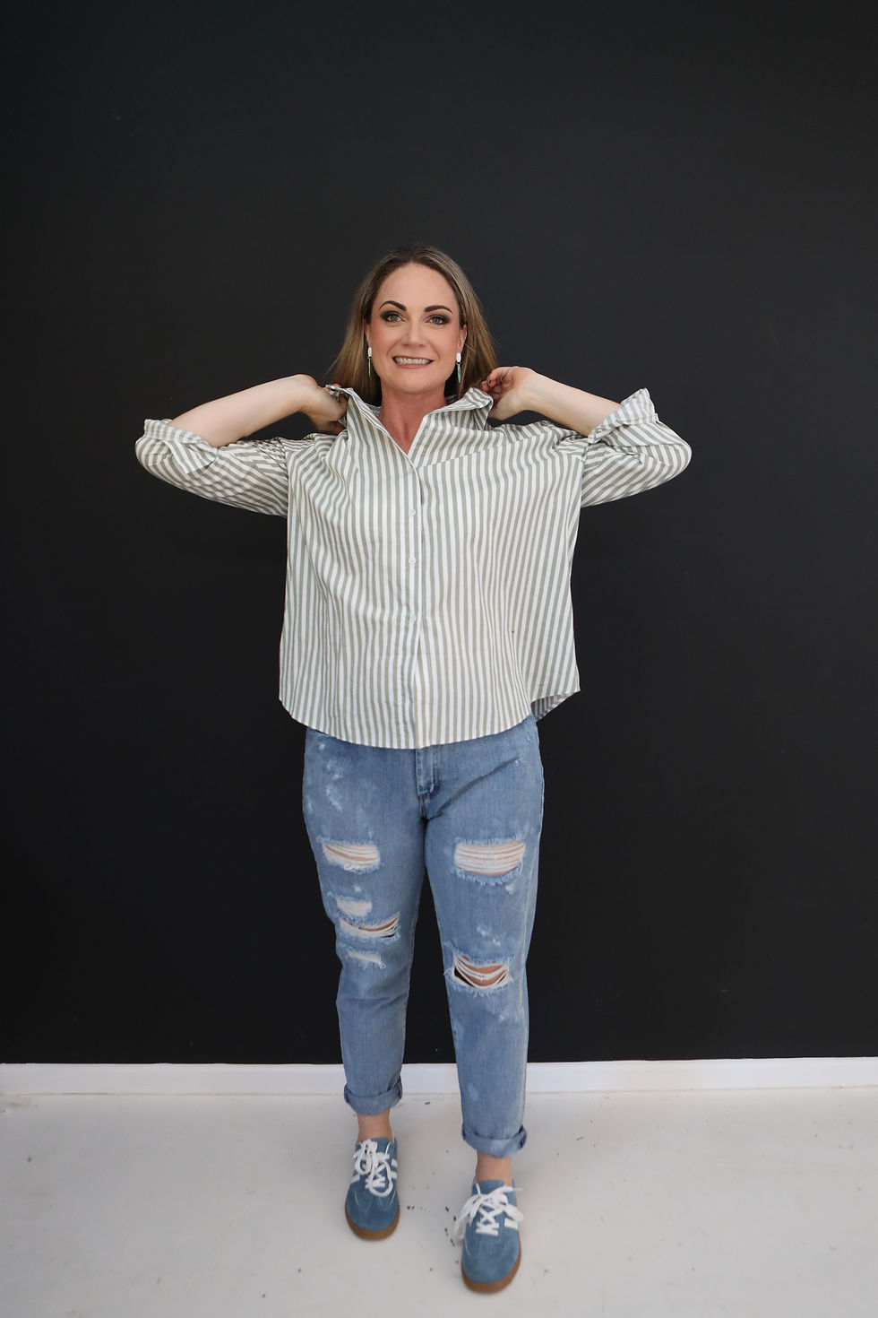 Thumbnail: SAGE GREEN STRIPE SHIRT