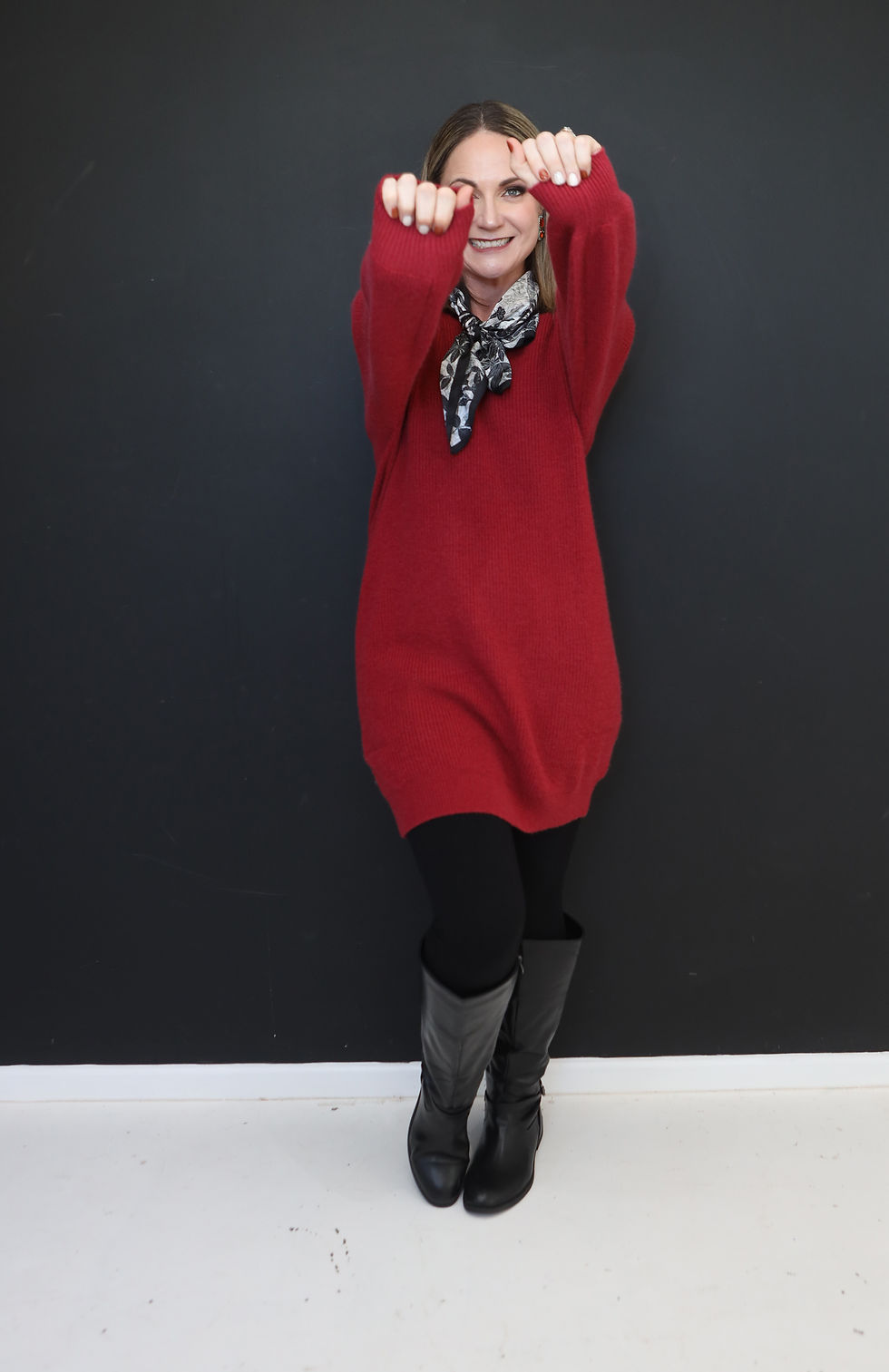 Thumbnail: BLACK SATIN PATTERN SCARF