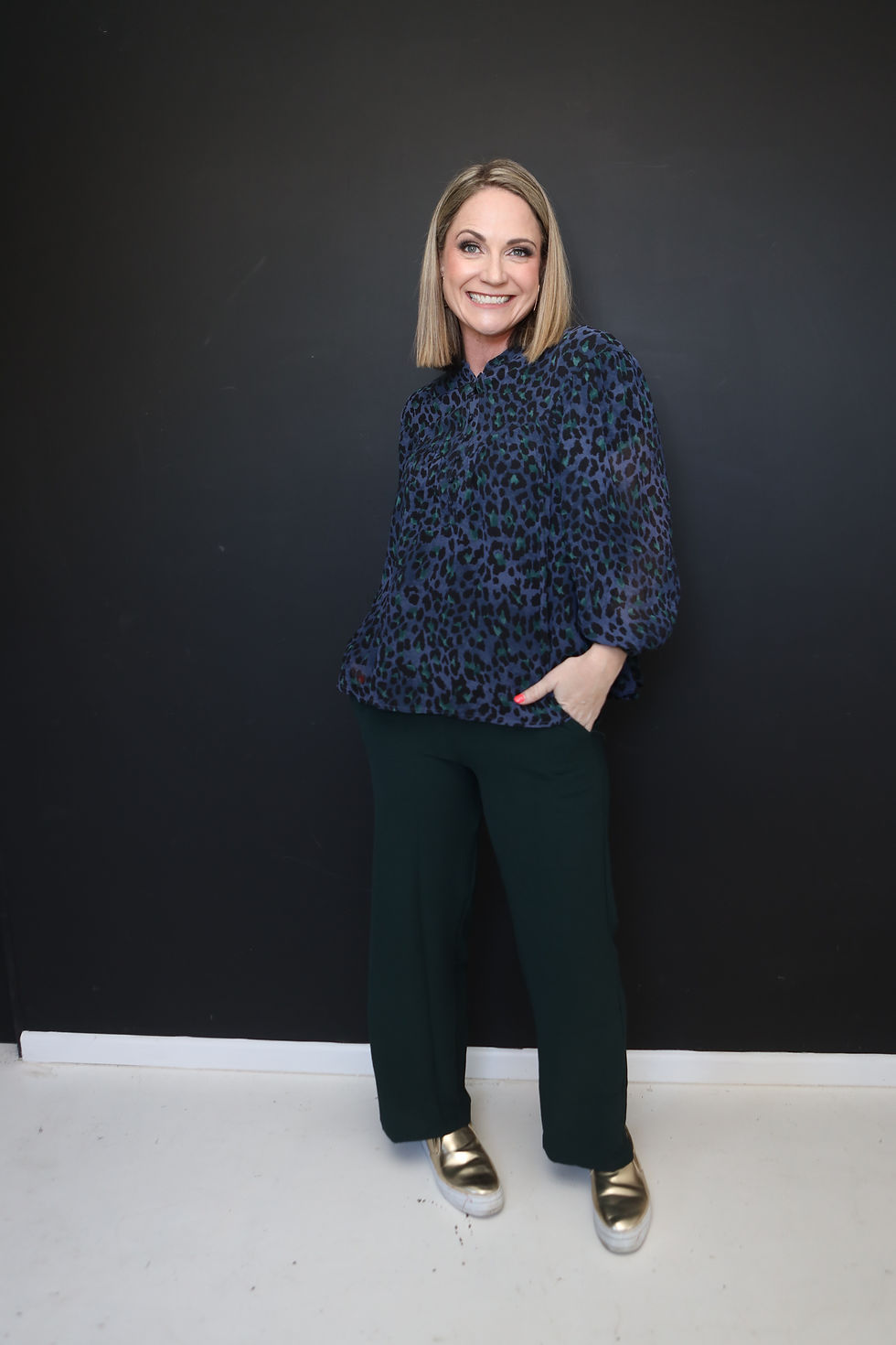Thumbnail: Navy Leopard Sheer Top