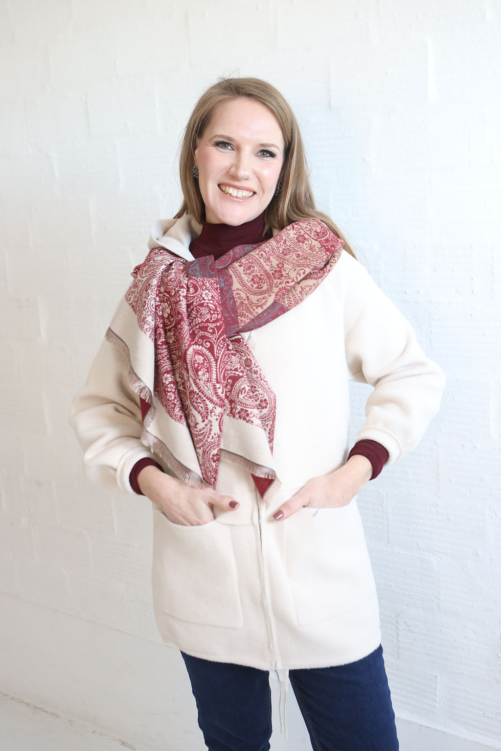 Thumbnail: Buttercream Drawstring knit Coat