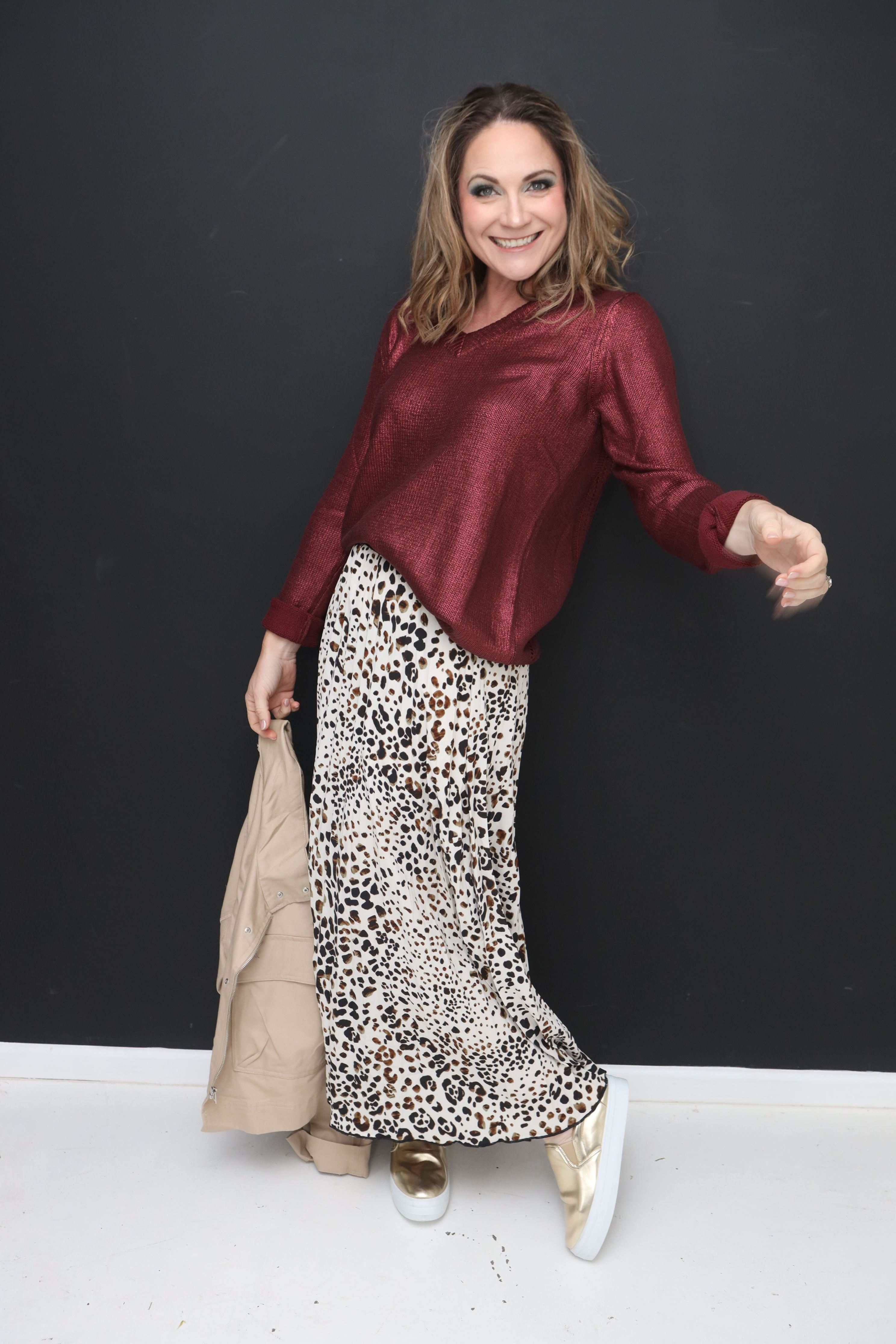 Animal Pleated Skirt