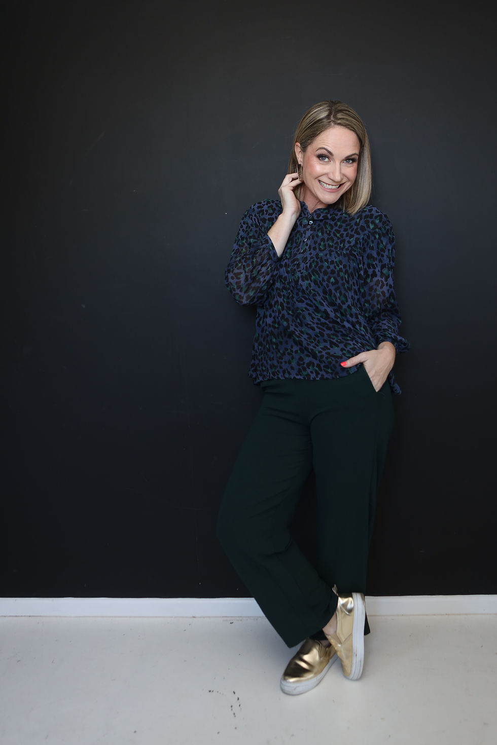 Thumbnail: Navy Leopard Sheer Top