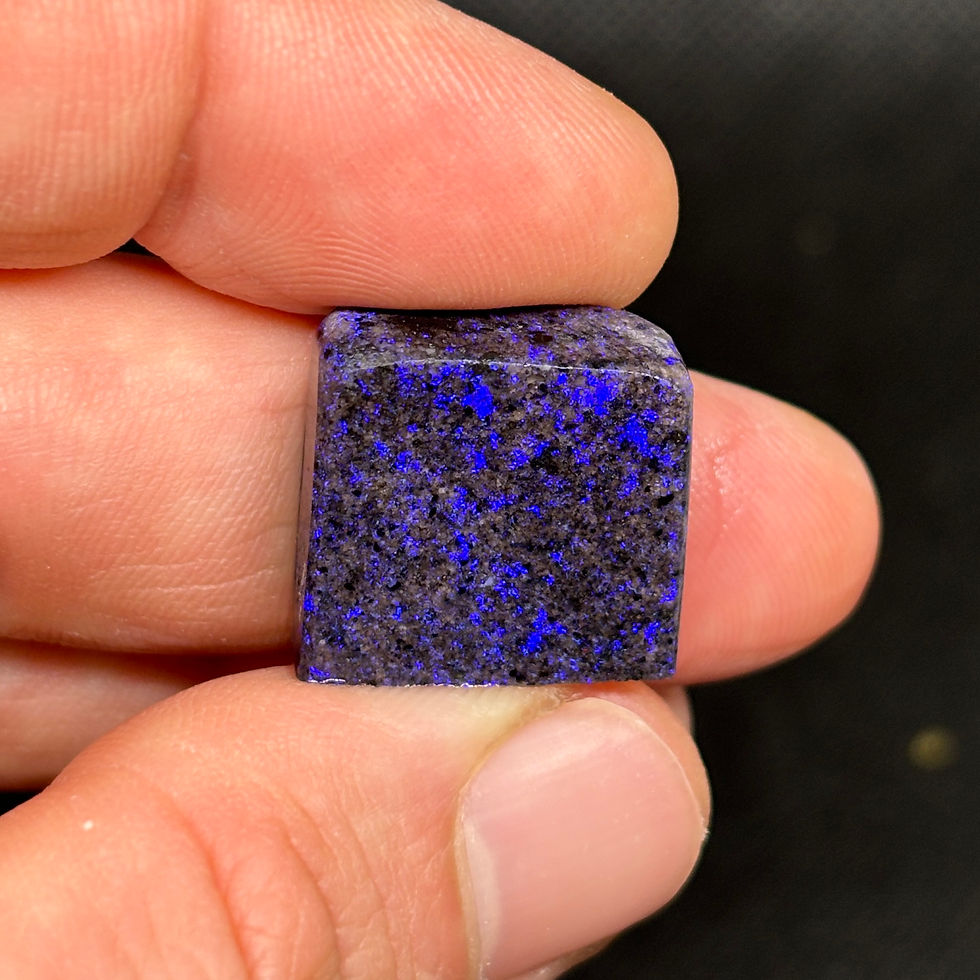 Thumbnail: Bright Lavender Blue Rough Andamooka Opal Split Pair
