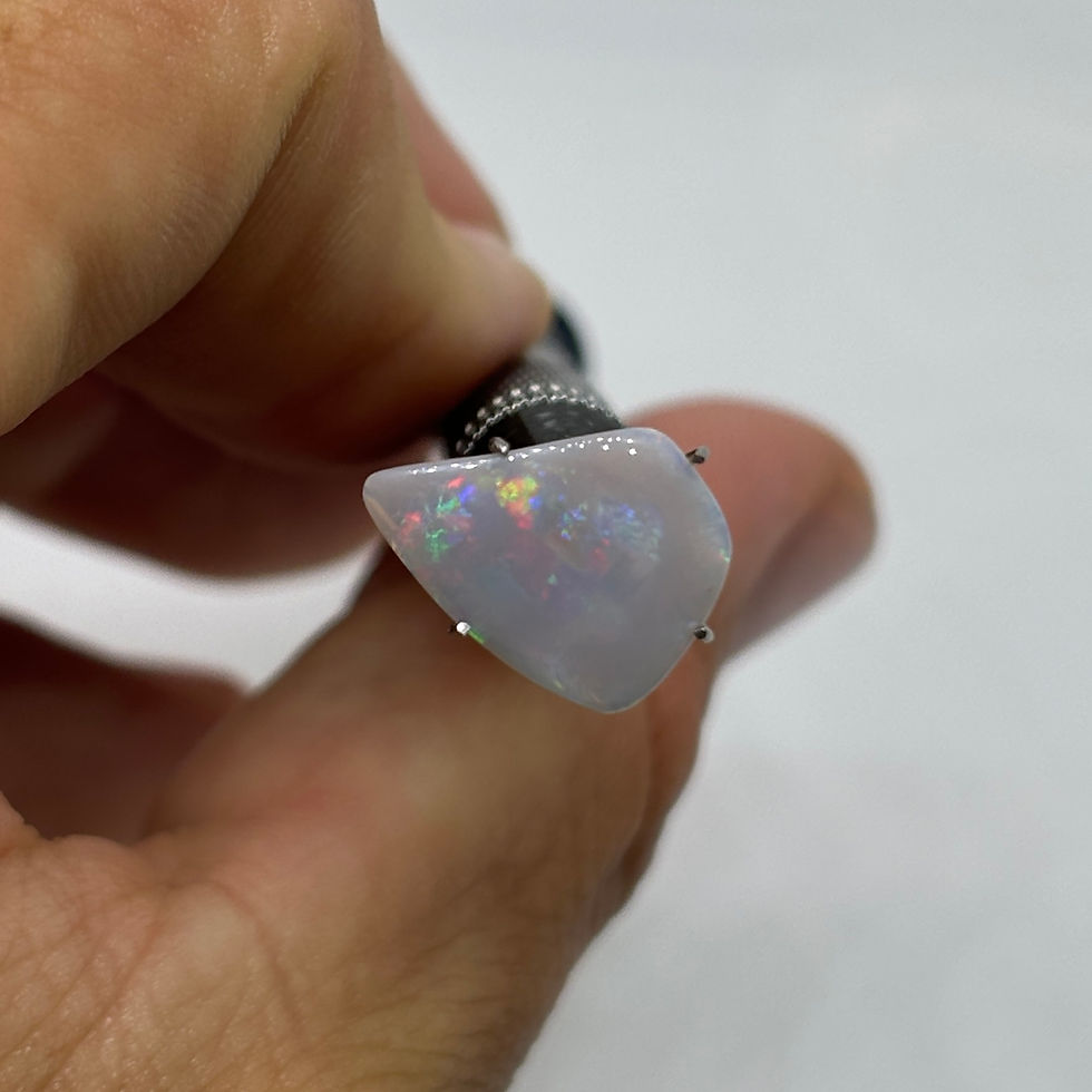 Thumbnail: Polished Australian Coober Pedy Opalized Shell