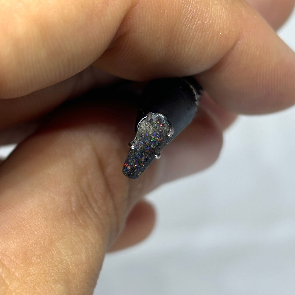 Thumbnail: Polished Tablon Honduran Black Pointer Opal Stone